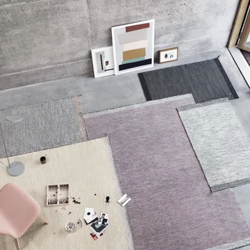 Carpete de lã Ply 85x140 cm - preto-branco - Muuto