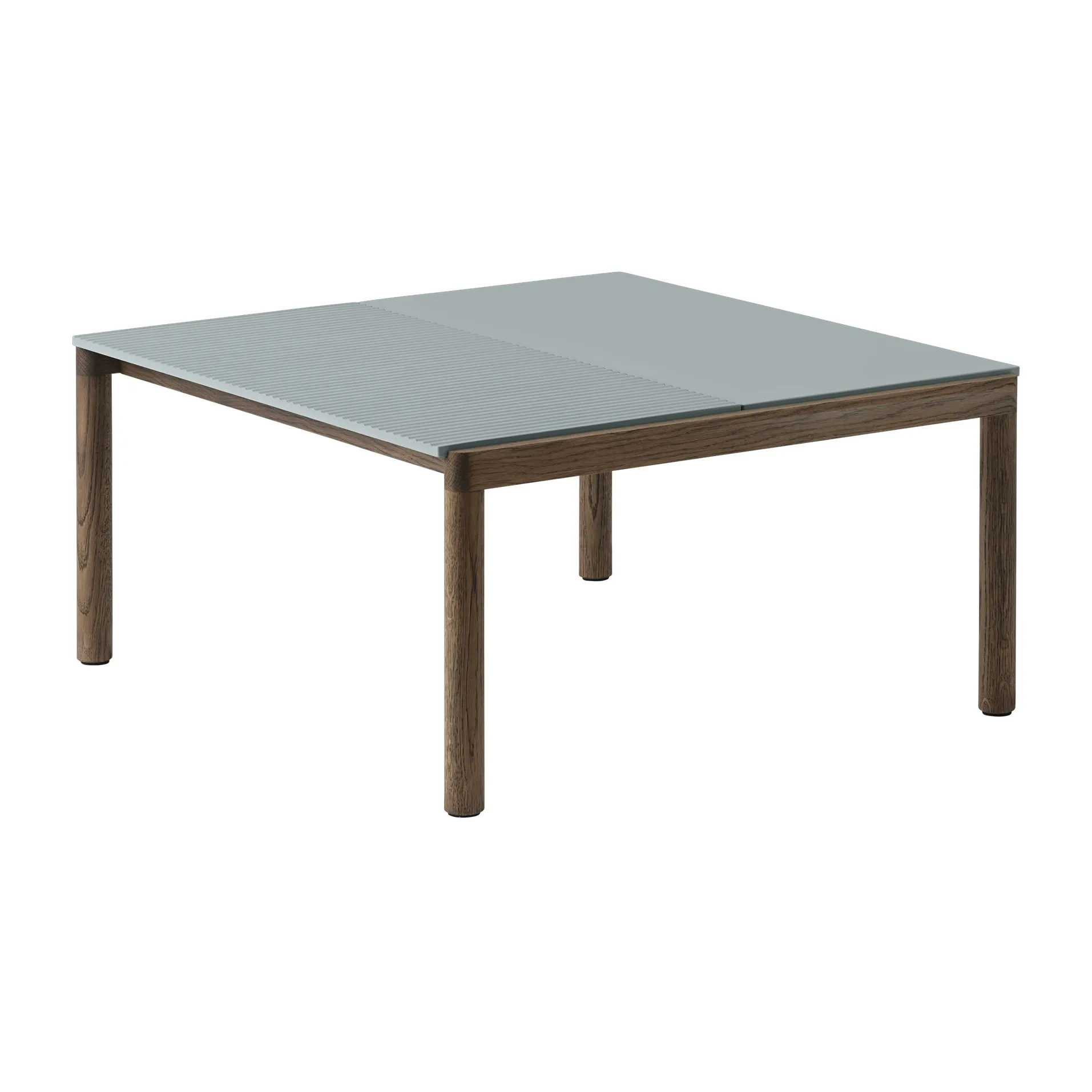 Couple 1 Plain-1 Wavy mesa de centro 80x84x40 cm, Azul pálido-Carvalho escuro oleado Muuto
