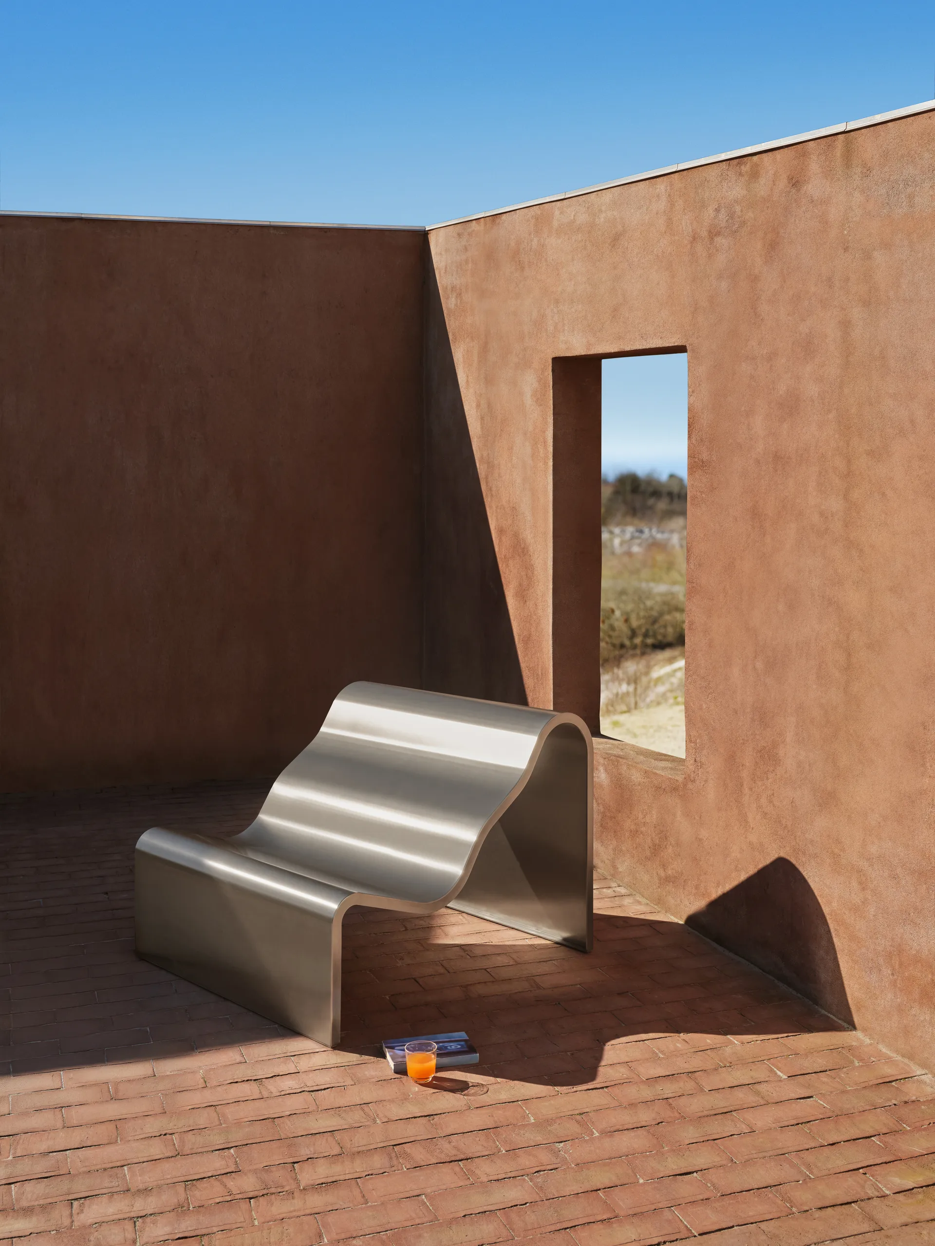 Dream View banco, Aço escovado, 100 cm Muuto