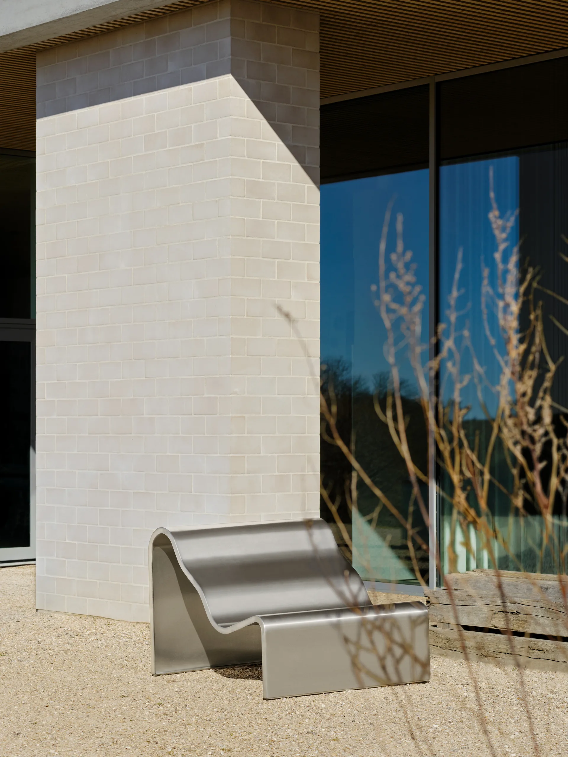 Dream View banco, Aço escovado, 100 cm Muuto