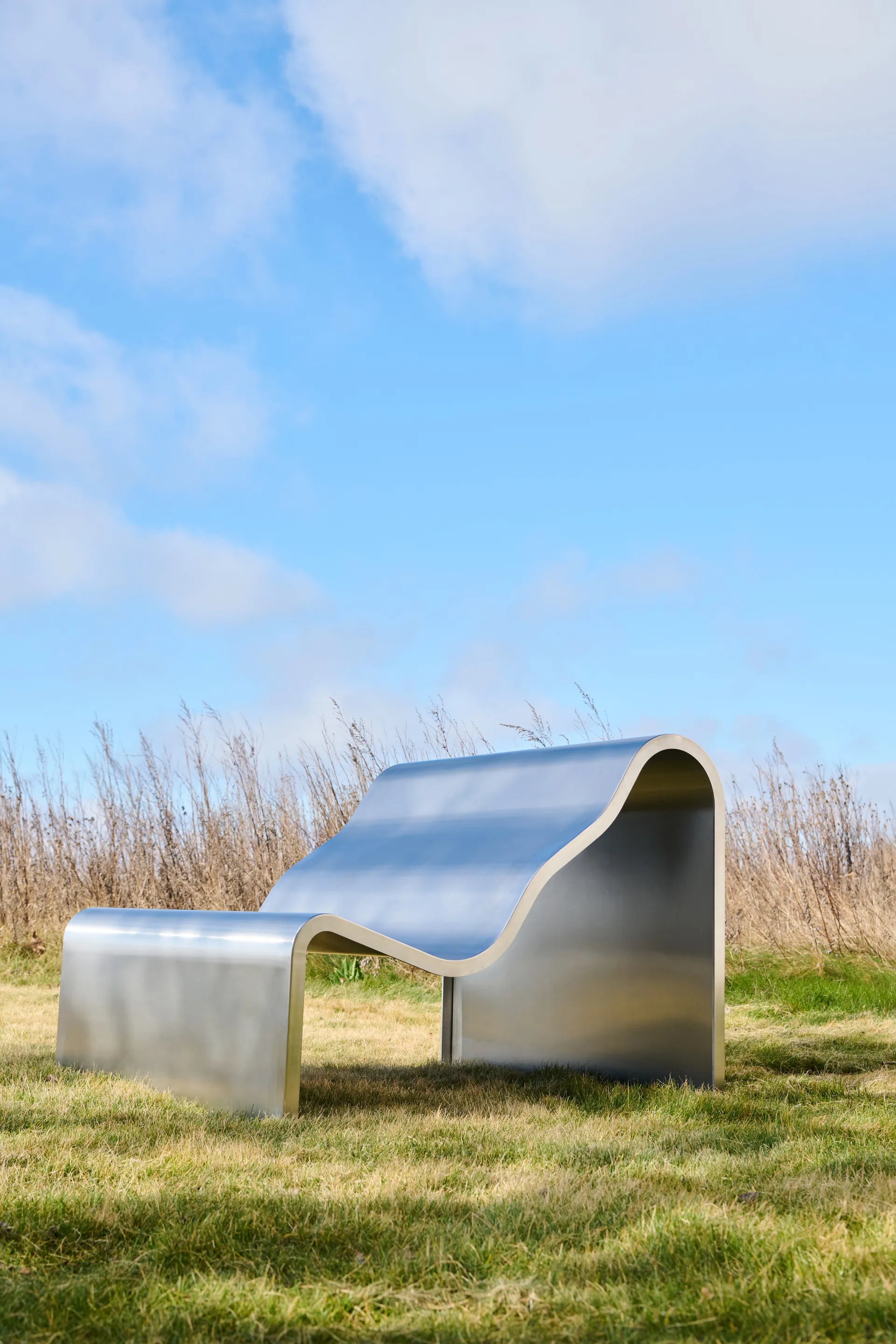 Dream View banco, Aço escovado, 100 cm Muuto