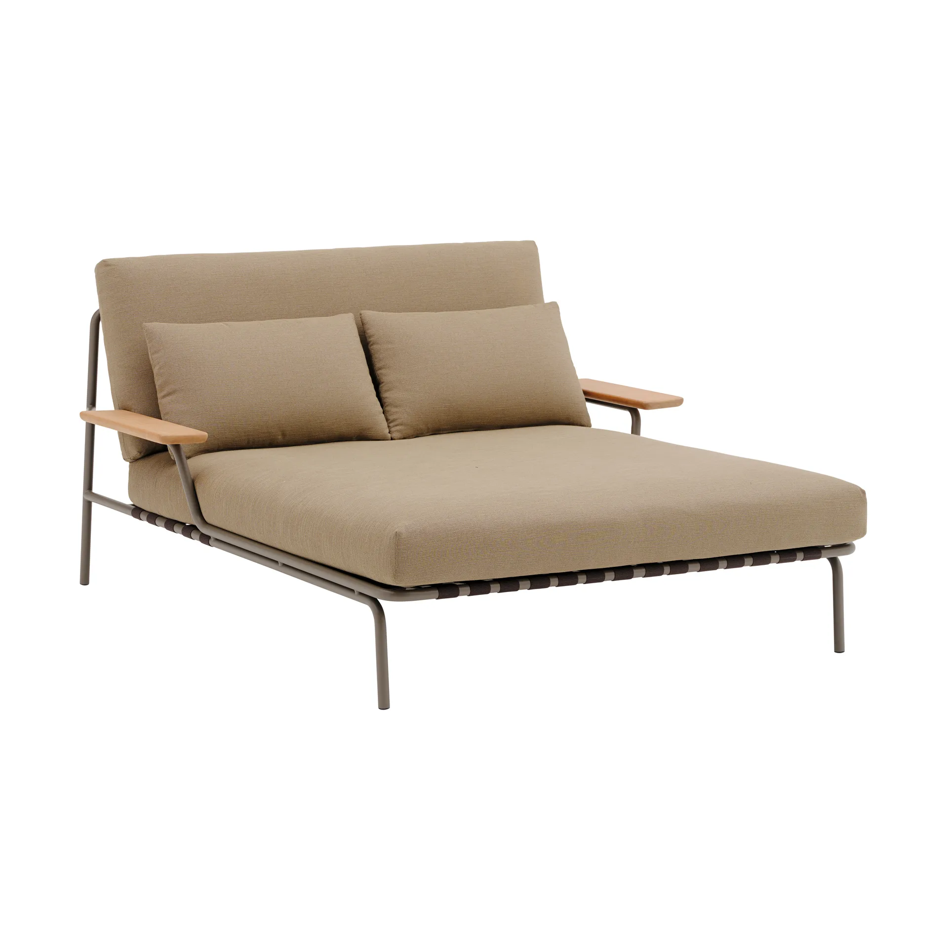 Espreguiçadeira Settle, Ribbed Weave 5-taupe, com apoio de braços Muuto