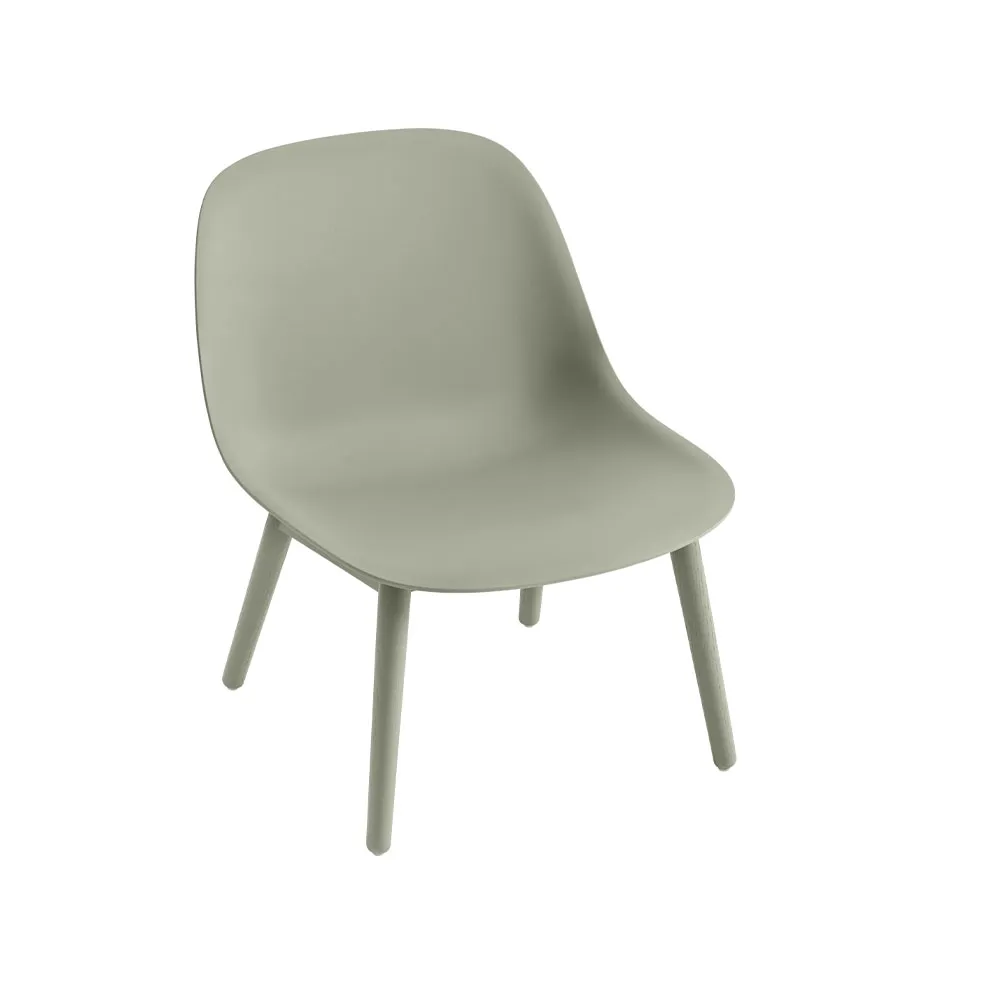 Fiber Cadeira lounge base madeira, verde dusty, pernas verde dusty Muuto