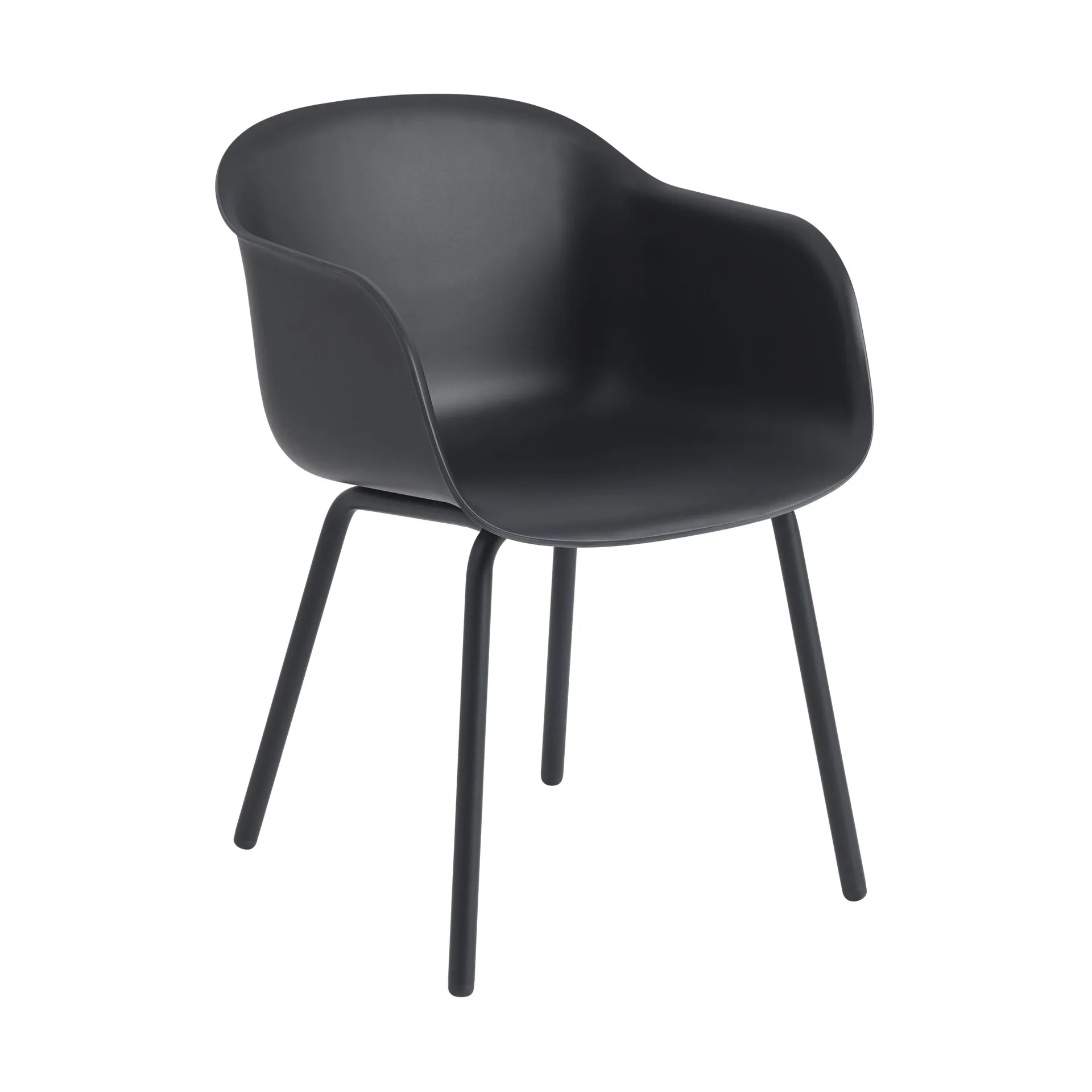 Fiber Outdoor Armchair com pernas de aço, Anthracite black (plastic) Muuto