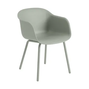 Fiber Outdoor Armchair com pernas de aço - Dusty green - Muuto