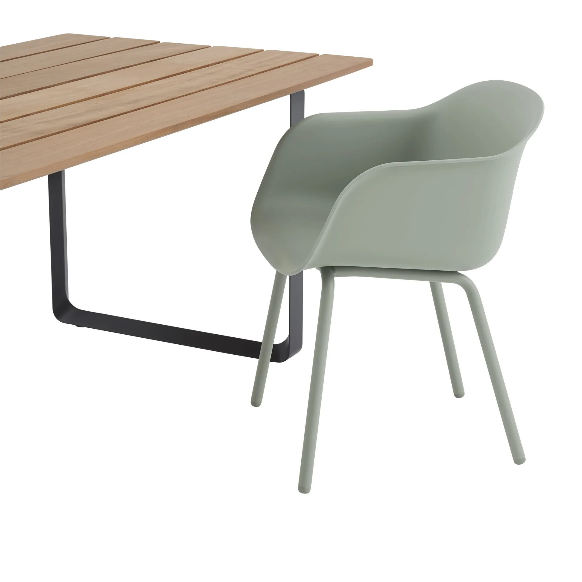 Fiber Outdoor Armchair com pernas de aço, Dusty green Muuto