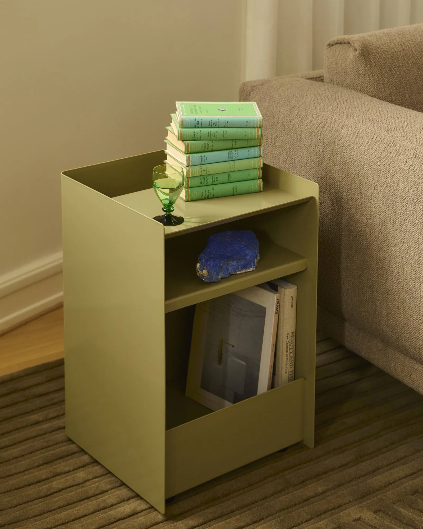 Folded Trolley carrinho aberto, Dark beige green, 37,4x38,7x37,2 cm Muuto