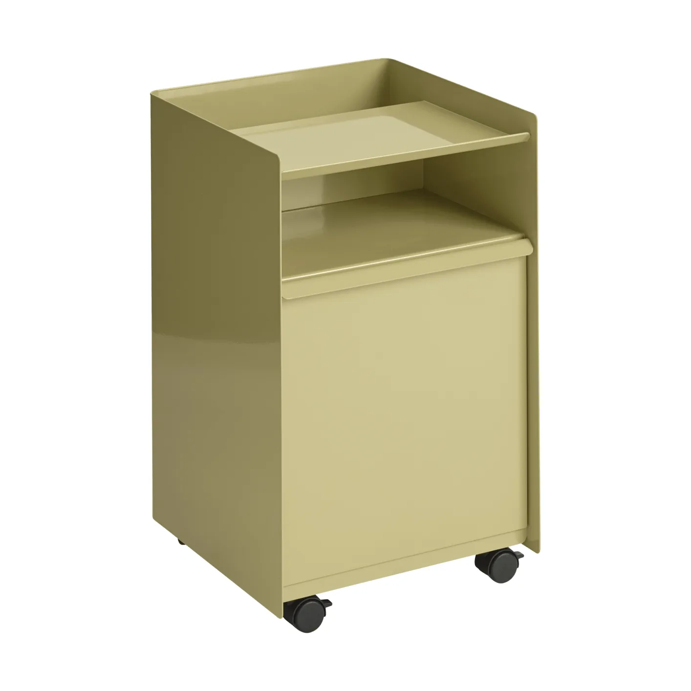 Folded Trolley carrinho com gaveta, Dark beige green Muuto