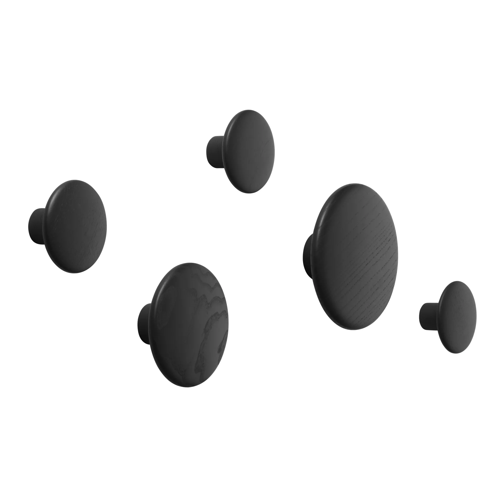Ganchos para roupa The Dots, 5 un., freixo tingido de preto Muuto
