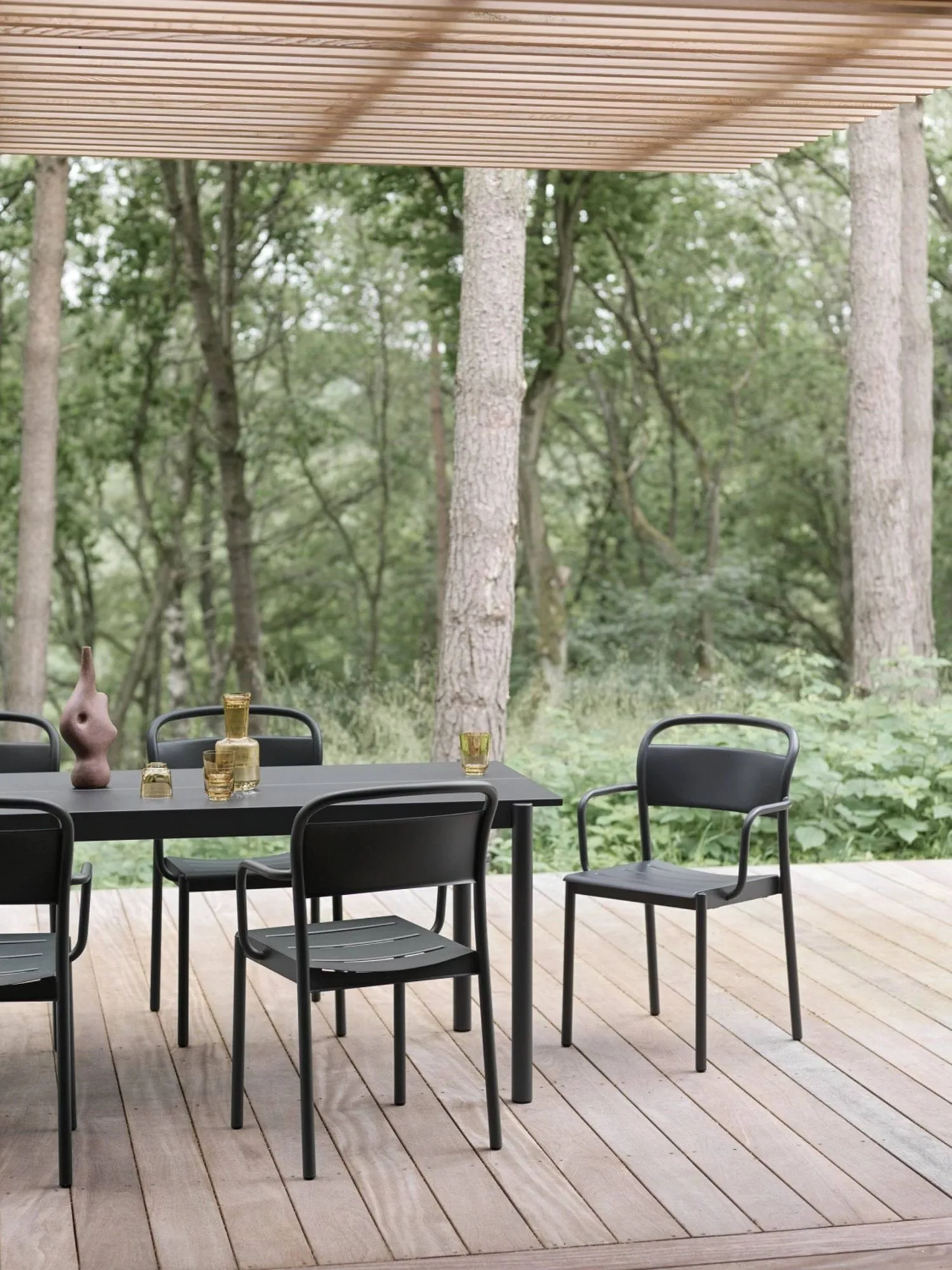 Linear mesa de aço 220x90 cm, Preto (RAL 7021) Muuto