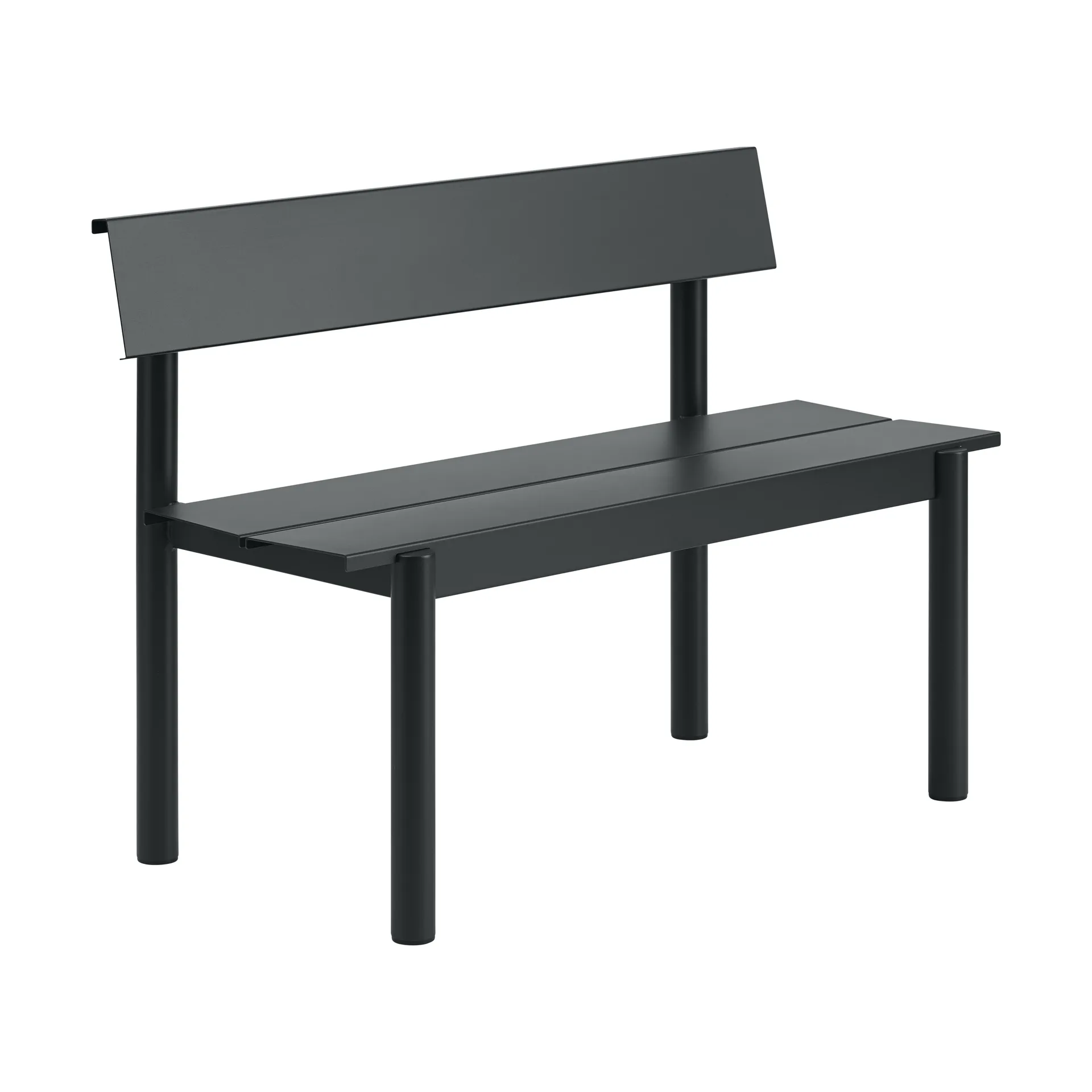 Linear Steel banco com encosto, Preto, 110x34 cm Muuto