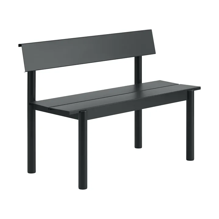 Linear Steel banco com encosto - Preto, 110x34 cm - Muuto