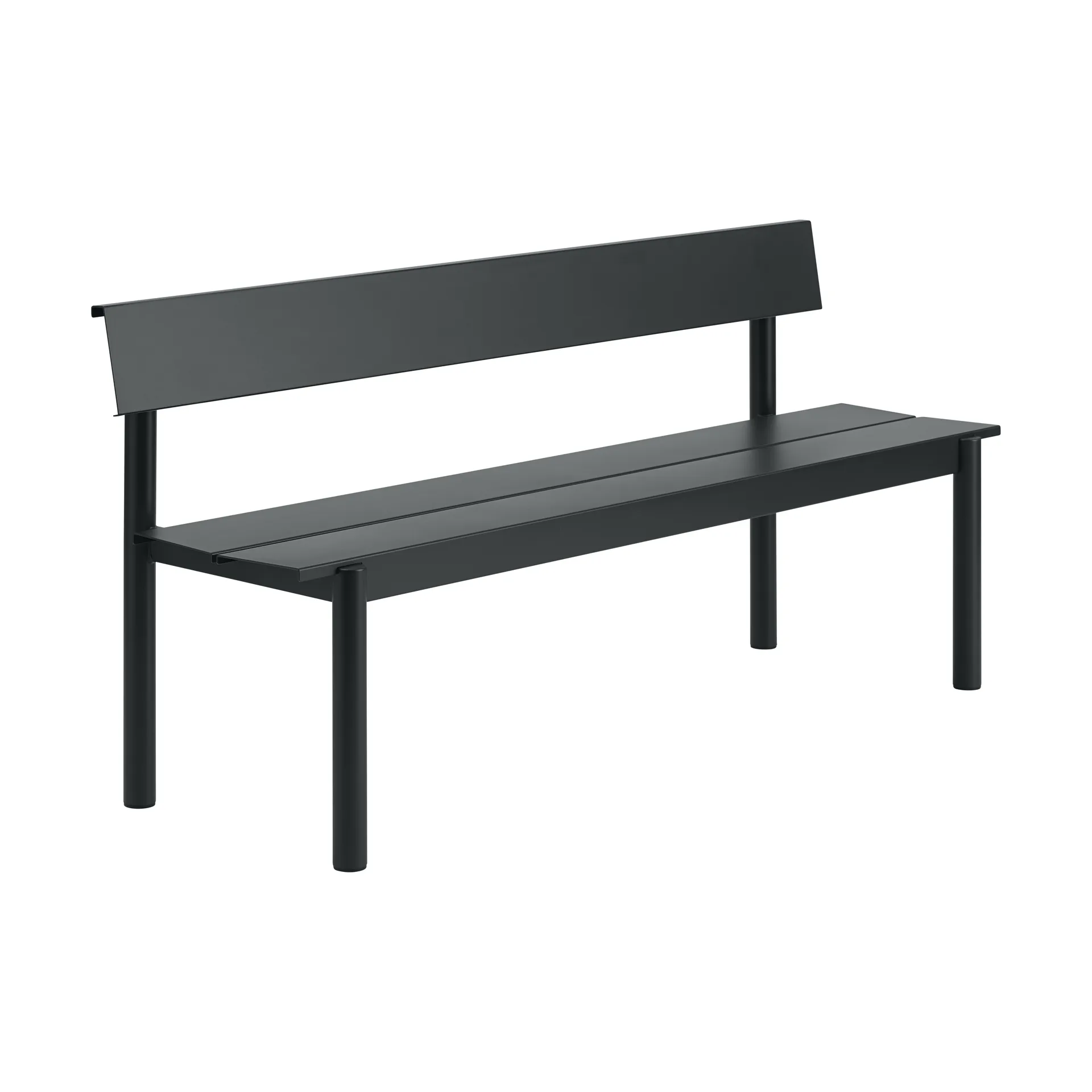 Linear Steel banco com encosto, Preto, 170x34 cm Muuto