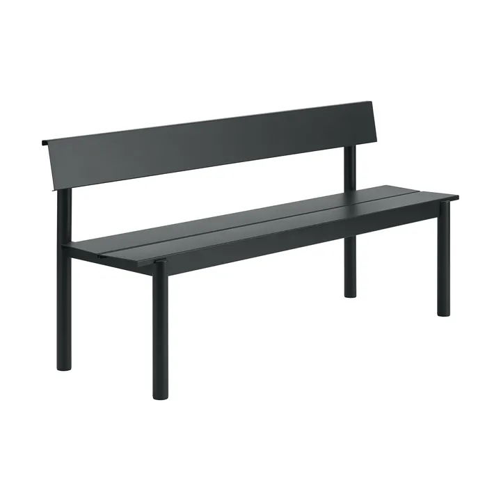 Linear Steel banco com encosto - Preto, 170x34 cm - Muuto