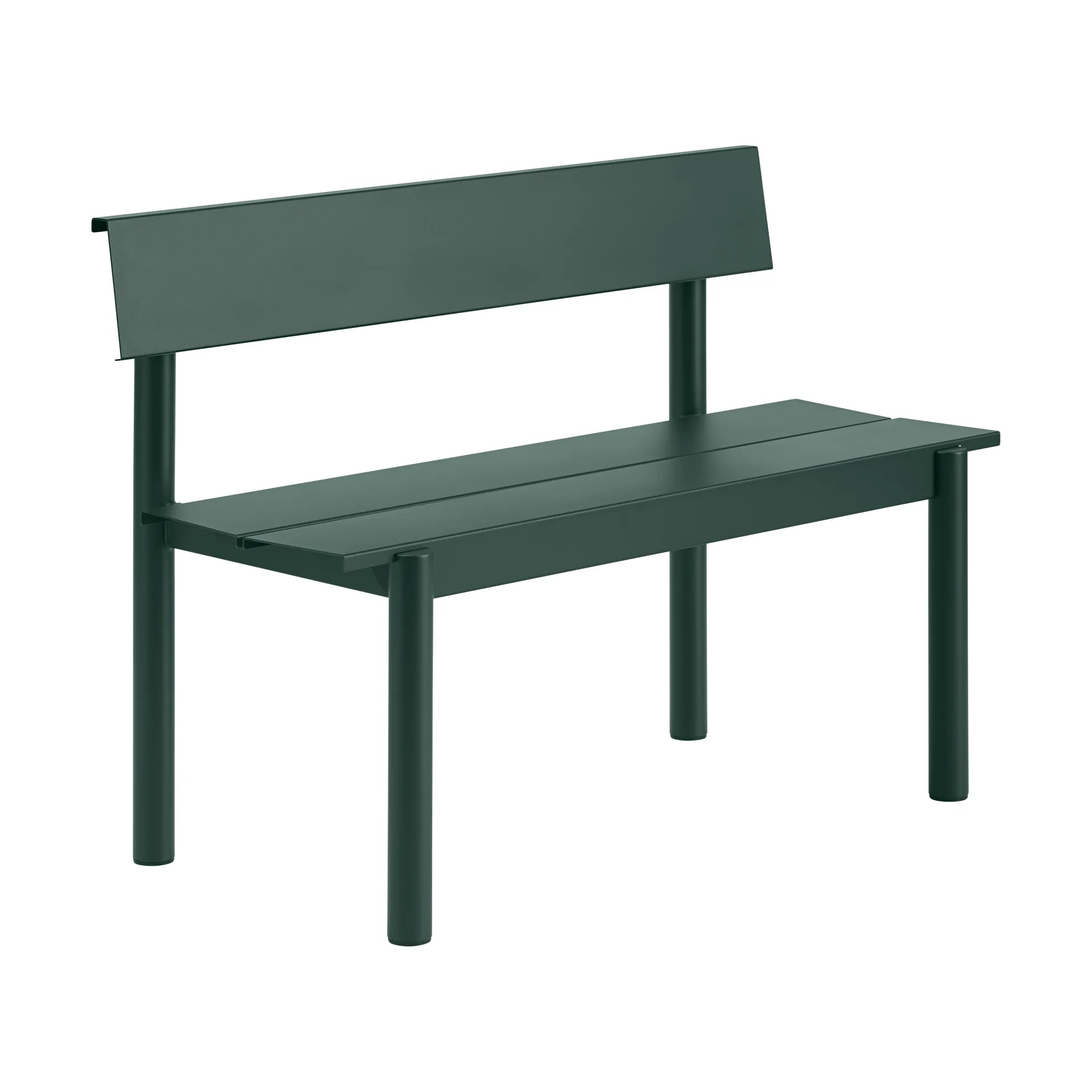 Linear Steel banco com encosto, Verde escuro, 110x34 cm Muuto