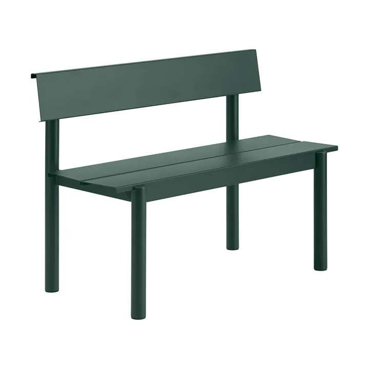 Linear Steel banco com encosto - Verde escuro, 110x34 cm - Muuto