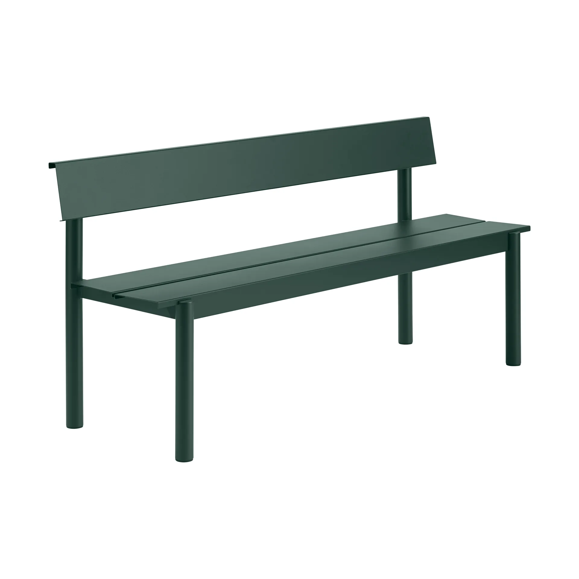 Linear Steel banco com encosto, Verde escuro, 170x34 cm Muuto
