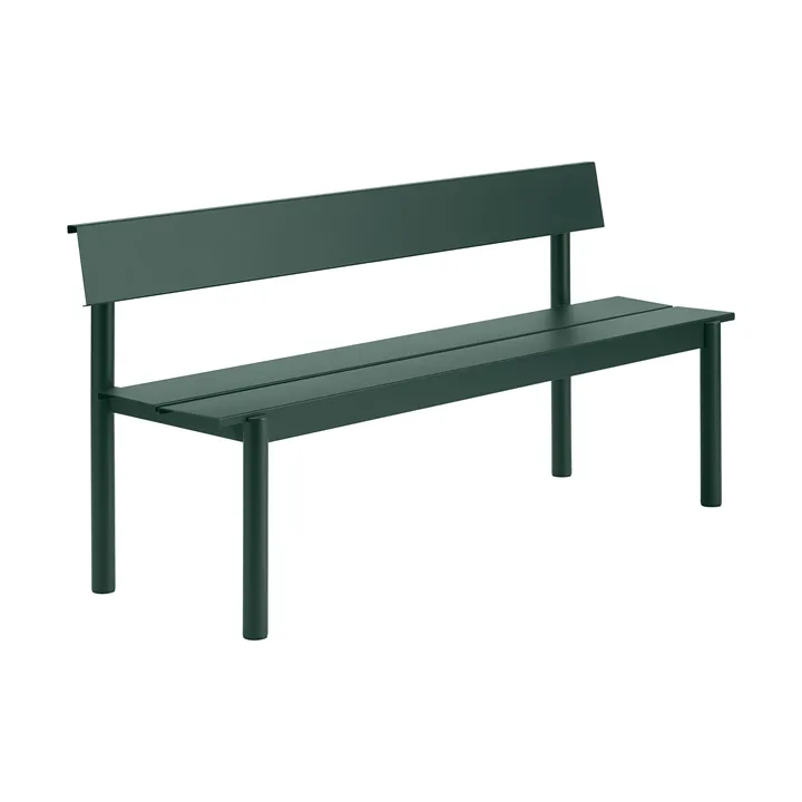 Linear Steel banco com encosto - Verde escuro, 170x34 cm - Muuto