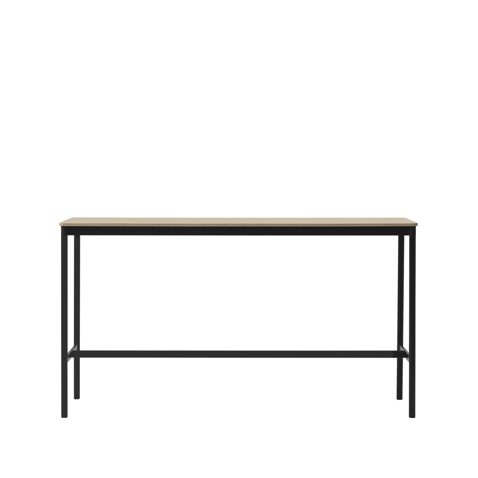 Mesa bar Base High, Carvalho, estrutura preta, compensado, L50 C190 A105 Muuto