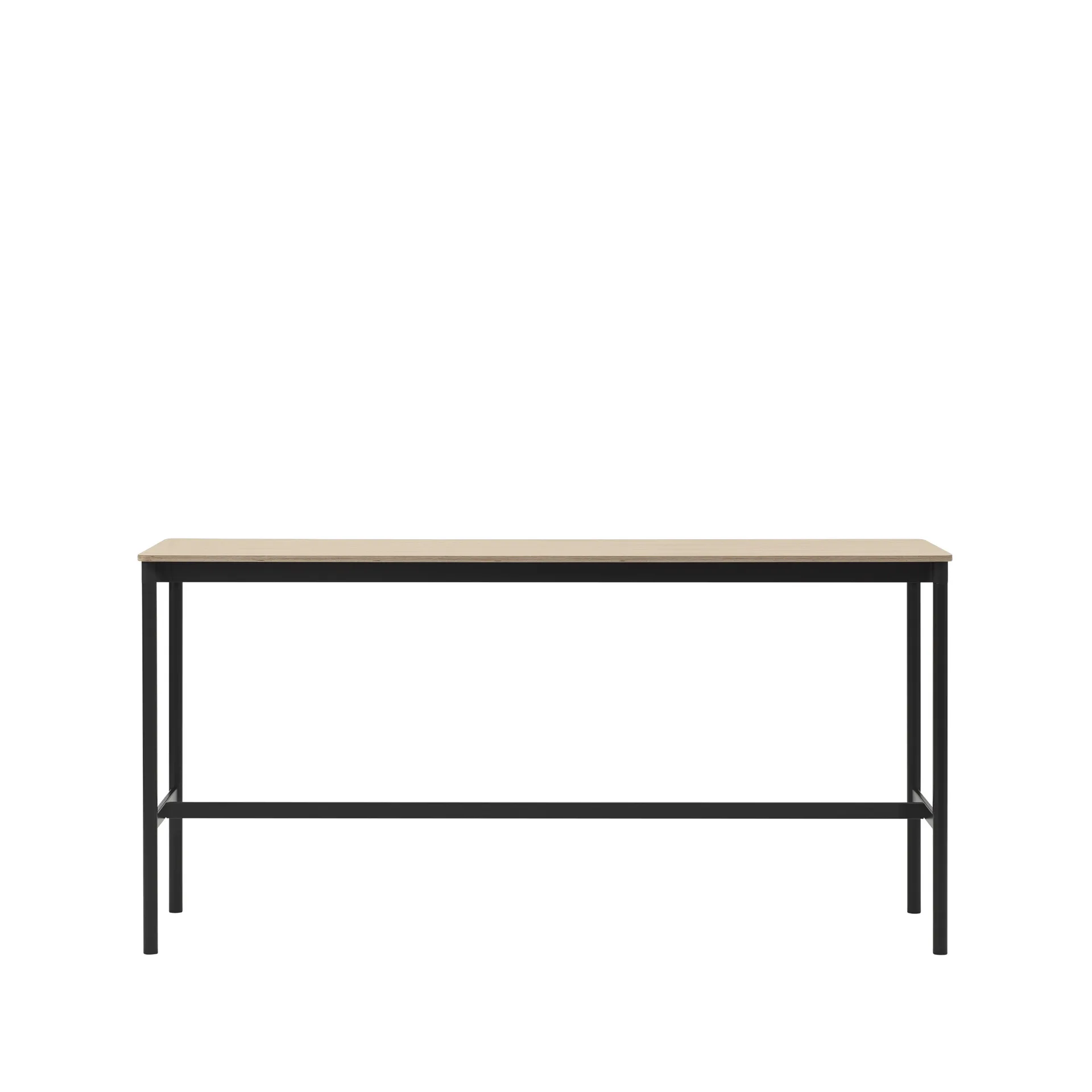 Mesa bar Base High, Carvalho, estrutura preta, compensado, L50 C190 A95 Muuto