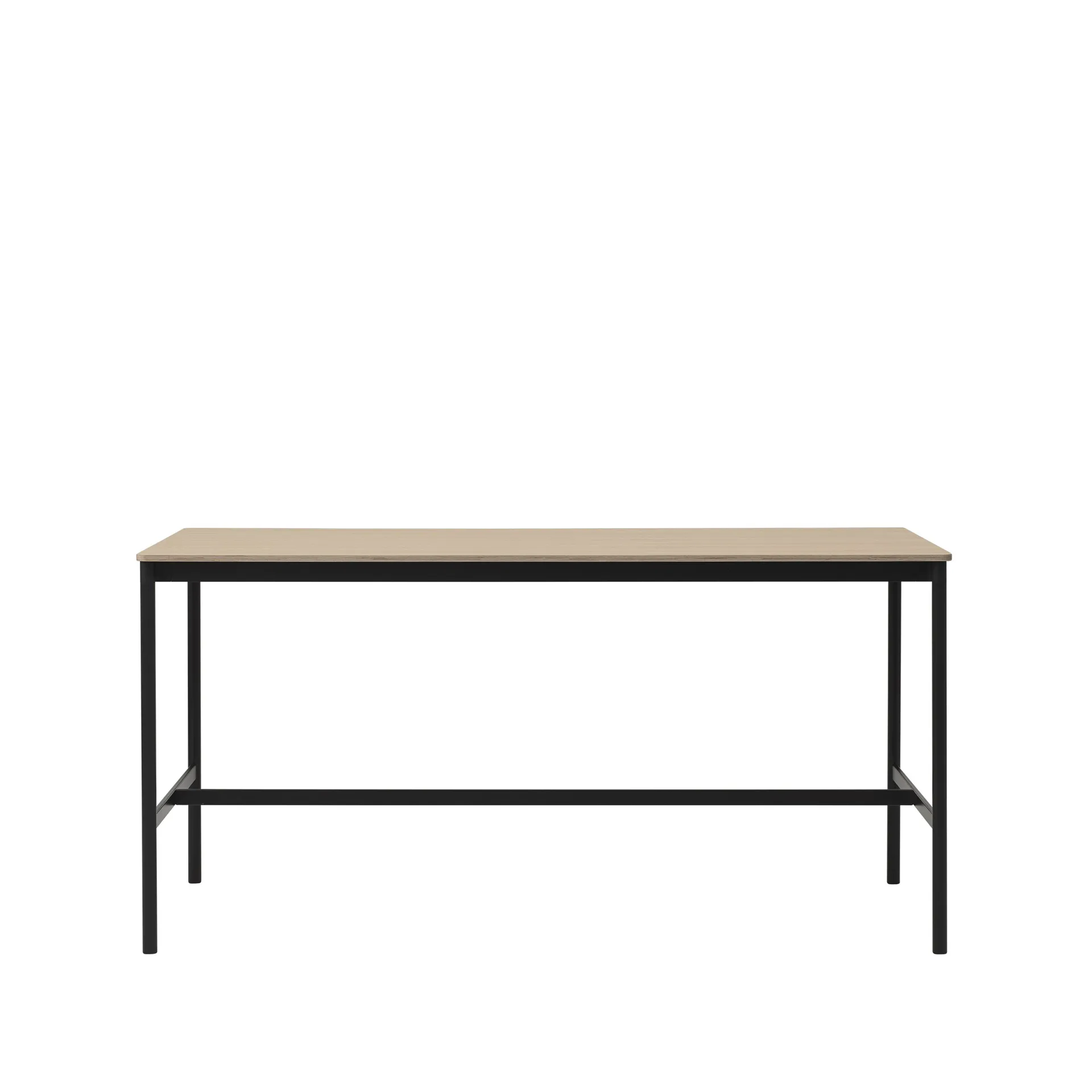 Mesa bar Base High, Carvalho, estrutura preta, compensado, L85 C190 A95 Muuto