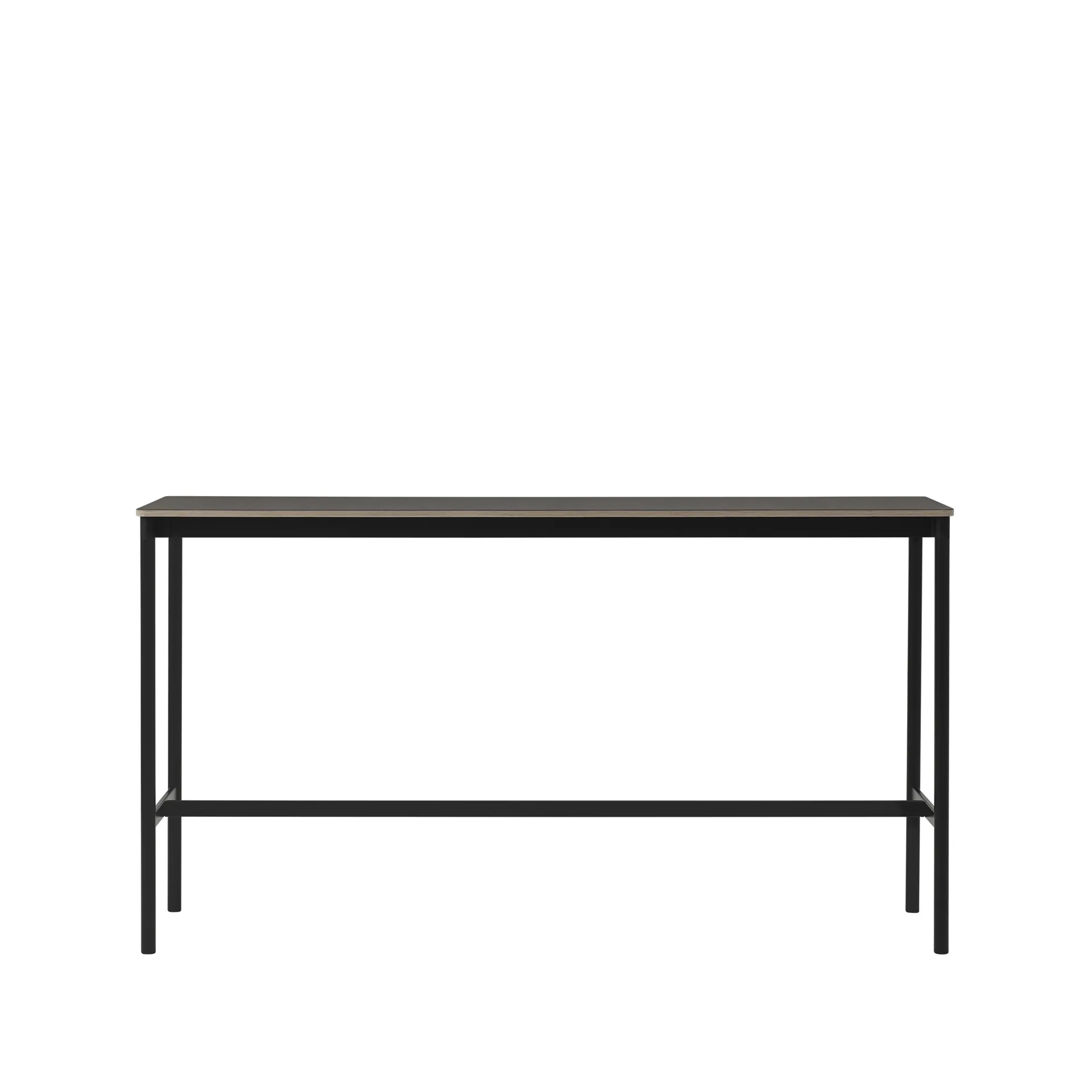 Mesa bar Base High, preto linóleo, estrutura preta, compensado, L50 C190 A105  Muuto