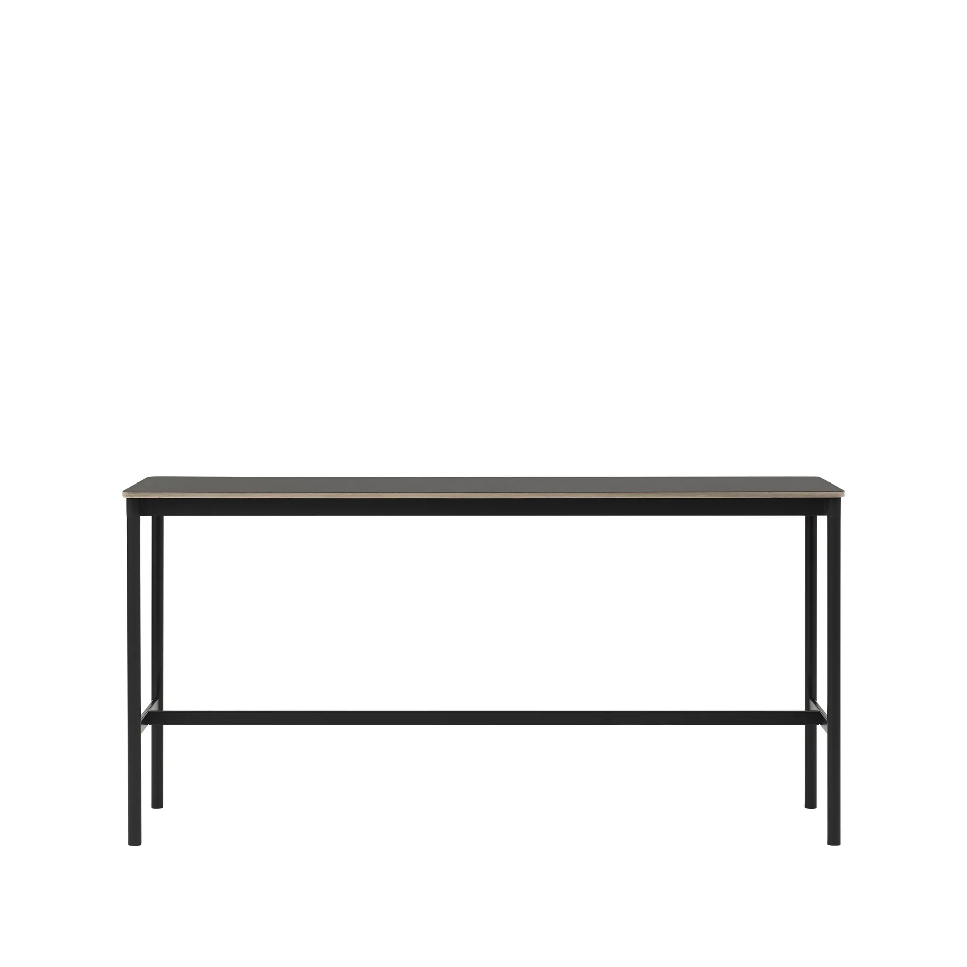 Mesa bar Base High, preto linóleo, estrutura preta, compensado, L50 C190 A95  Muuto