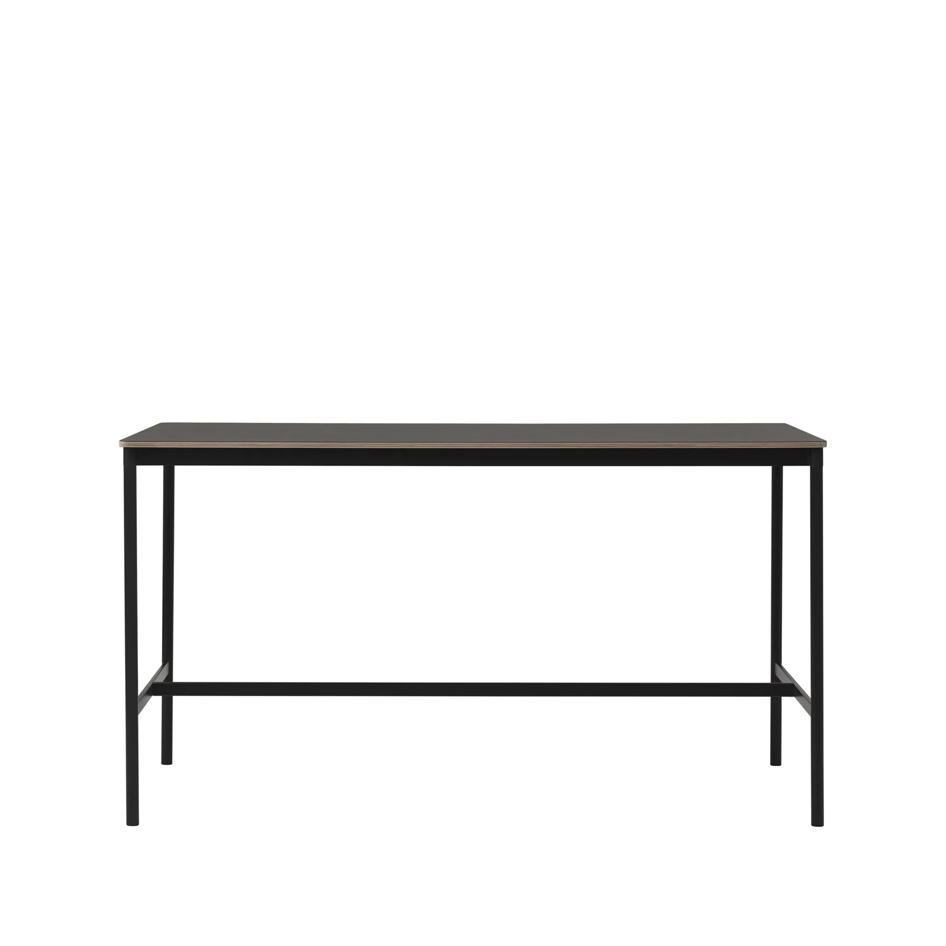 Mesa bar Base High, preto linóleo, estrutura preta, compensado, L85 C190 A105  Muuto