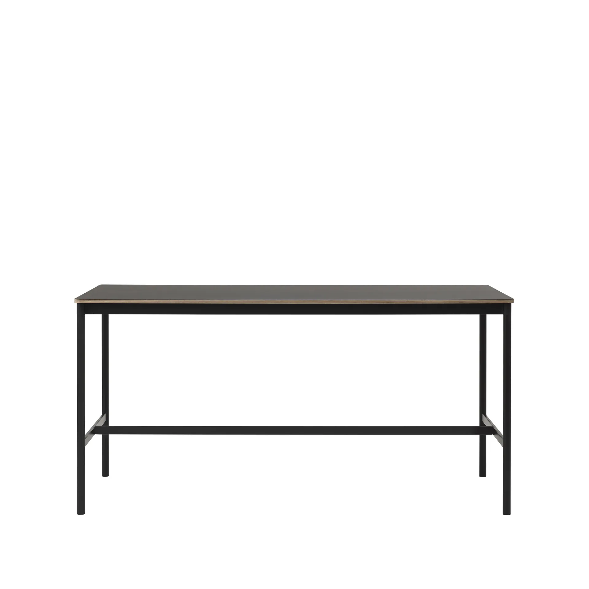 Mesa bar Base High, preto linóleo, estrutura preta, compensado, L85 C190 A95  Muuto