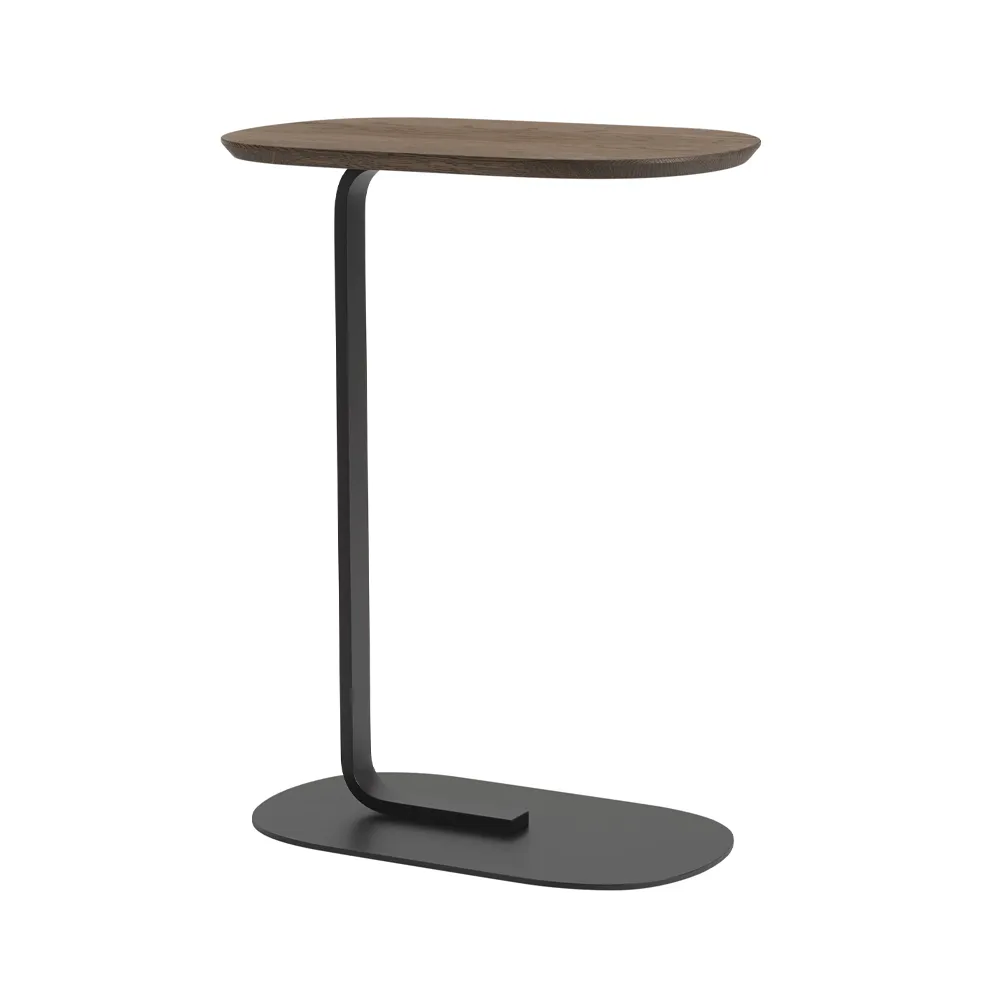 Mesa de apoio H: 73,5 cm Relate, preto-carvalho fumado Muuto