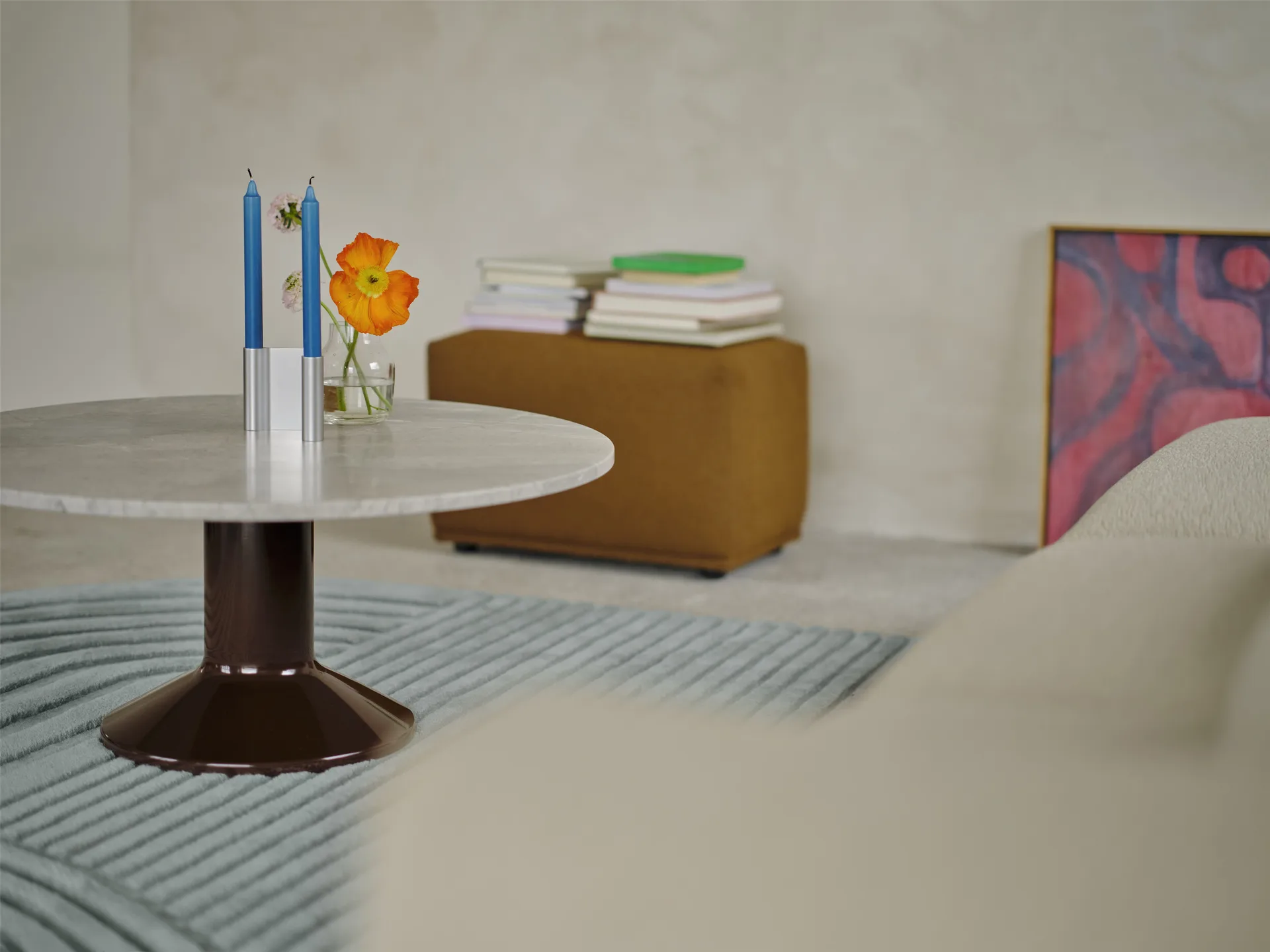 Midst mesa de centro, Mármore cinzento-vermelho escuro, Ø90 cm Muuto