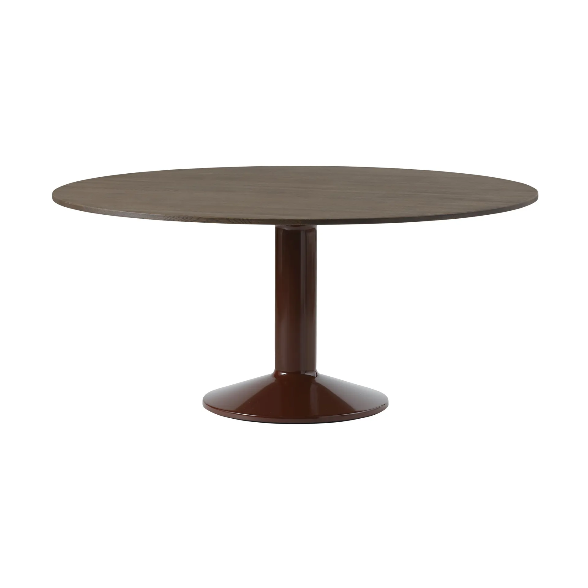 Midst mesa pedestal Ø160 cm, Carvalho escuro oleado-vermelho escuro Muuto
