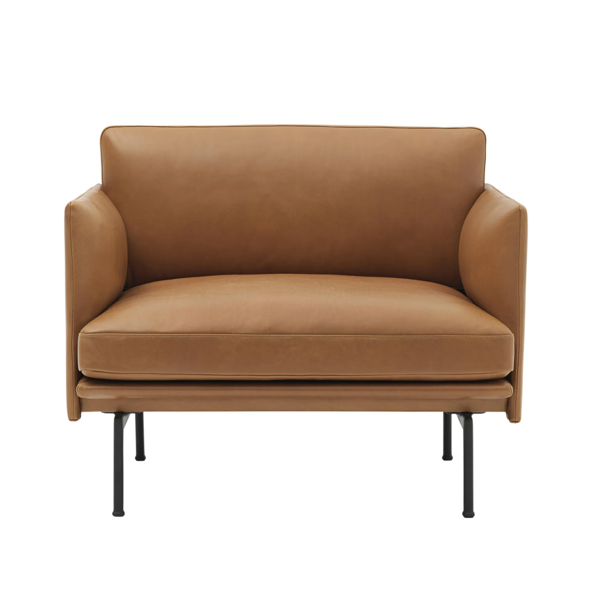 Outline Cadeira base preta
, Refine leather conhaque-preto Muuto
