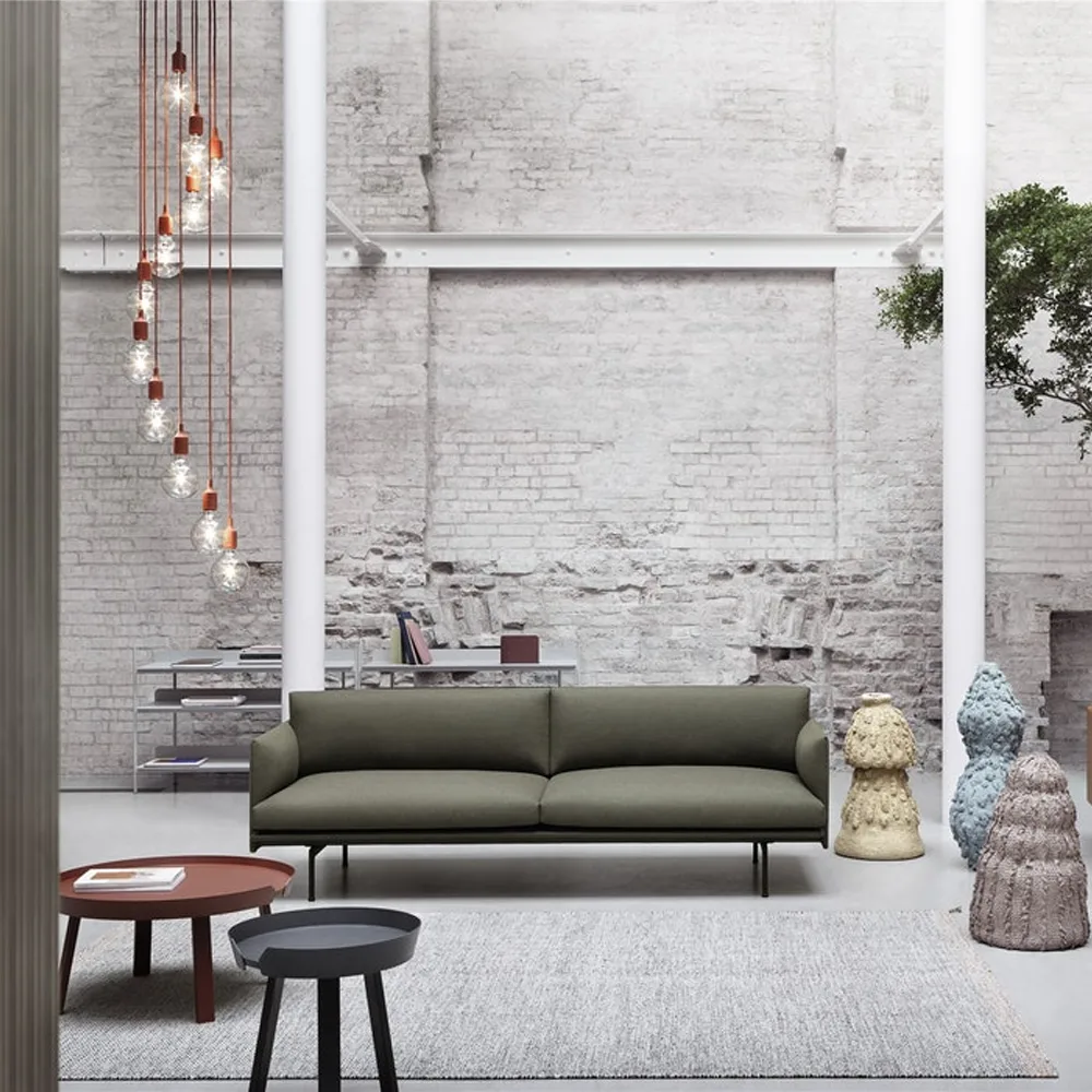 Outline sofá 2 assentos, Fiord 151 grey-Black Muuto