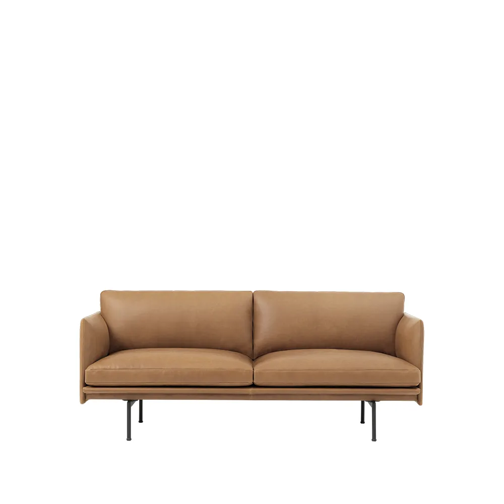 Outline sofá 2 assentos, Refine leather cognac-Black Muuto