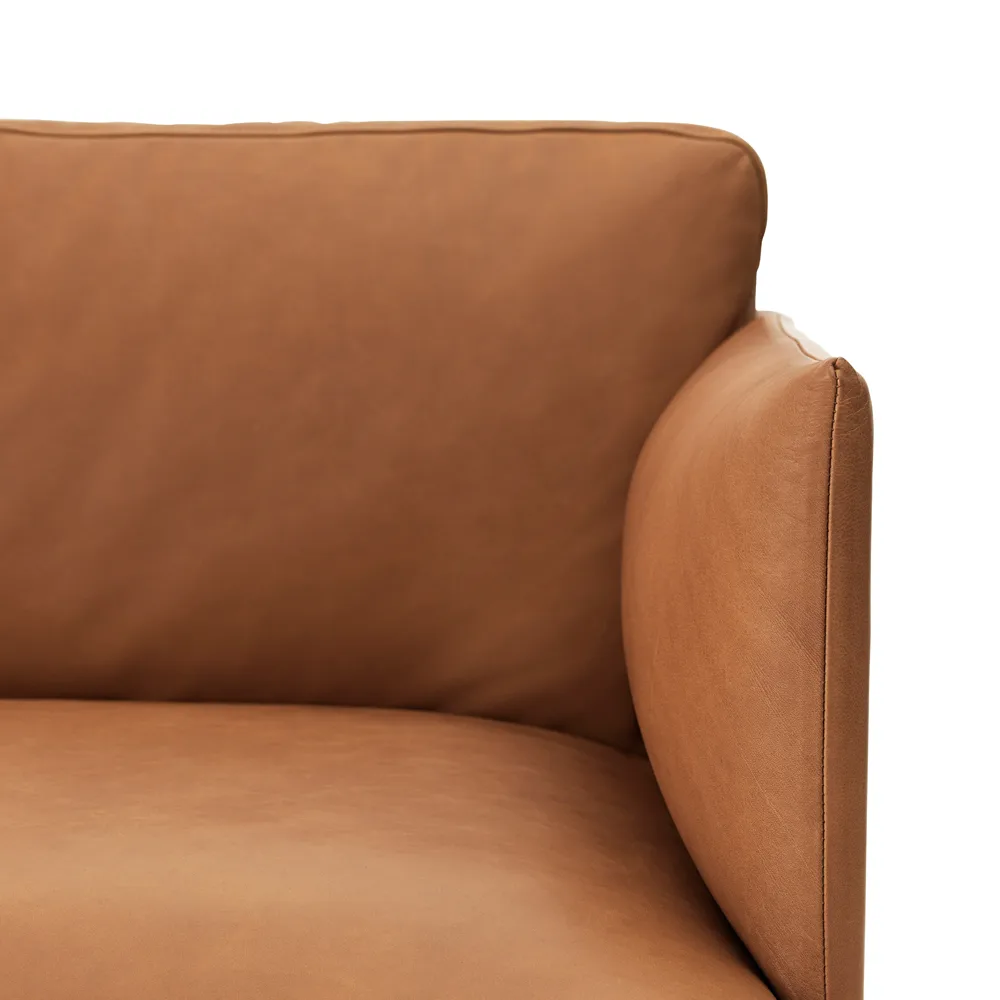 Outline sofá 2 assentos, Refine leather cognac-Black Muuto