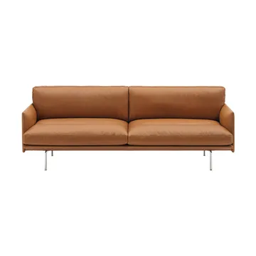 Outline Soft sofá - Refine Leather Cognac-pernas de alumínio, 3 lugares - Muuto