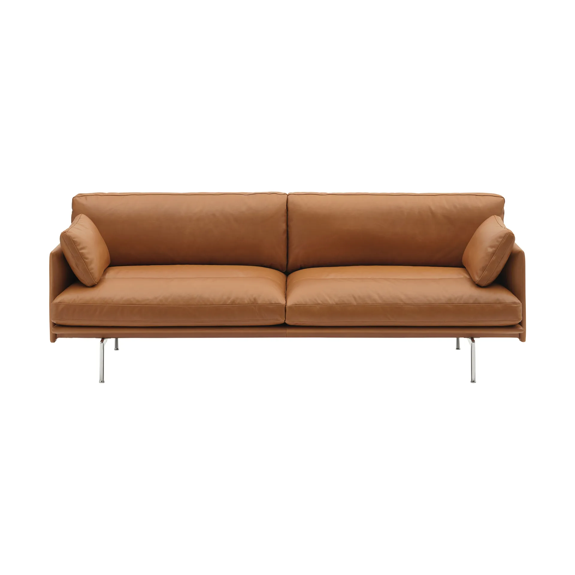 Outline Soft sofá, Refine Leather Cognac-pernas de alumínio, 3 lugares Muuto