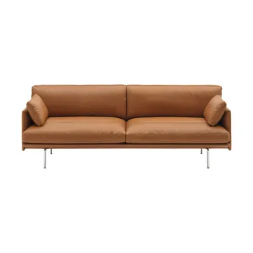 Outline Soft sofá - Refine Leather Cognac-pernas de alumínio, 3 lugares - Muuto