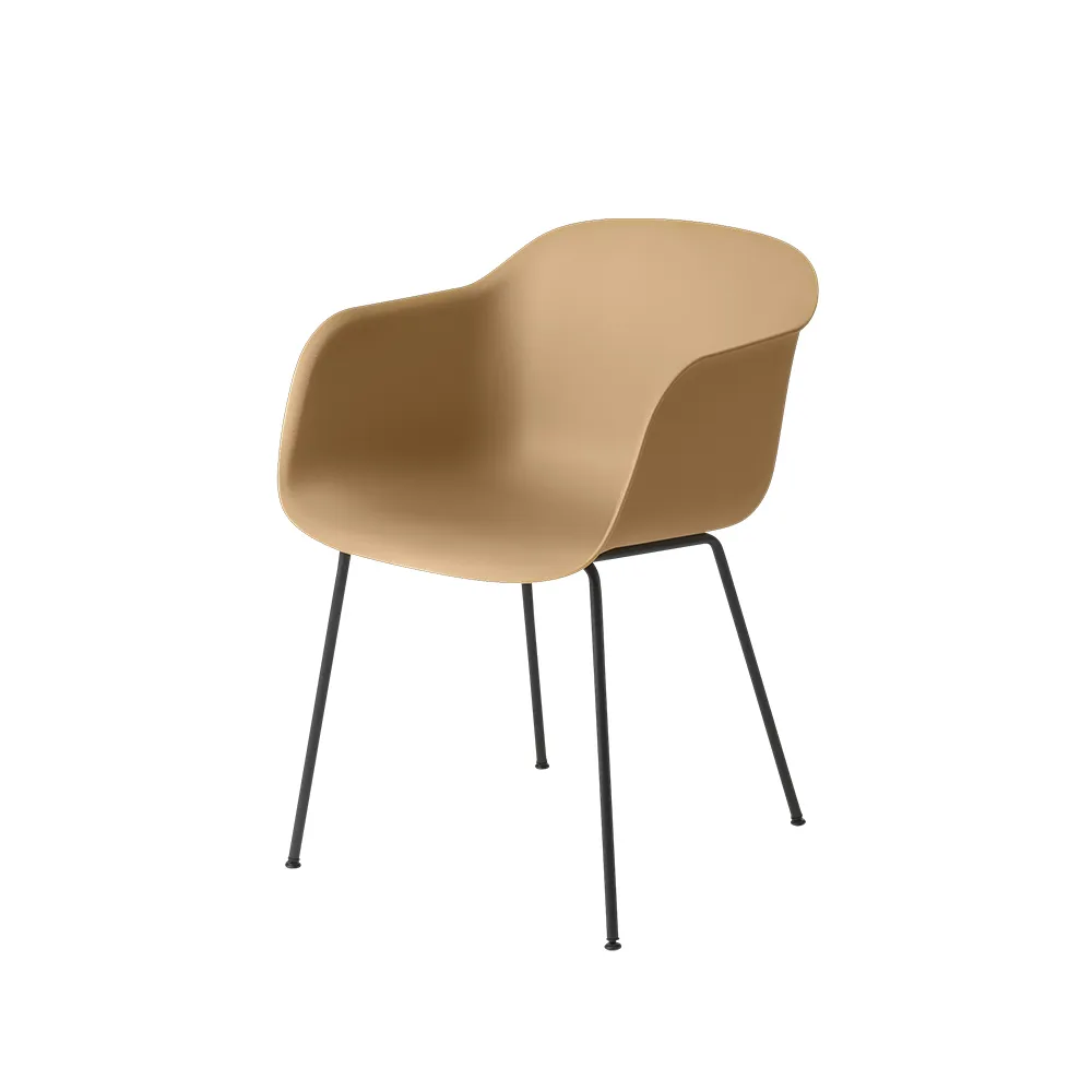 Poltrona Fiber base tubo, Ocre-preto antratice  Muuto