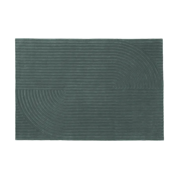 Relevo Rug Quattro tapete de lã - Dark green, 170x240 cm - Muuto