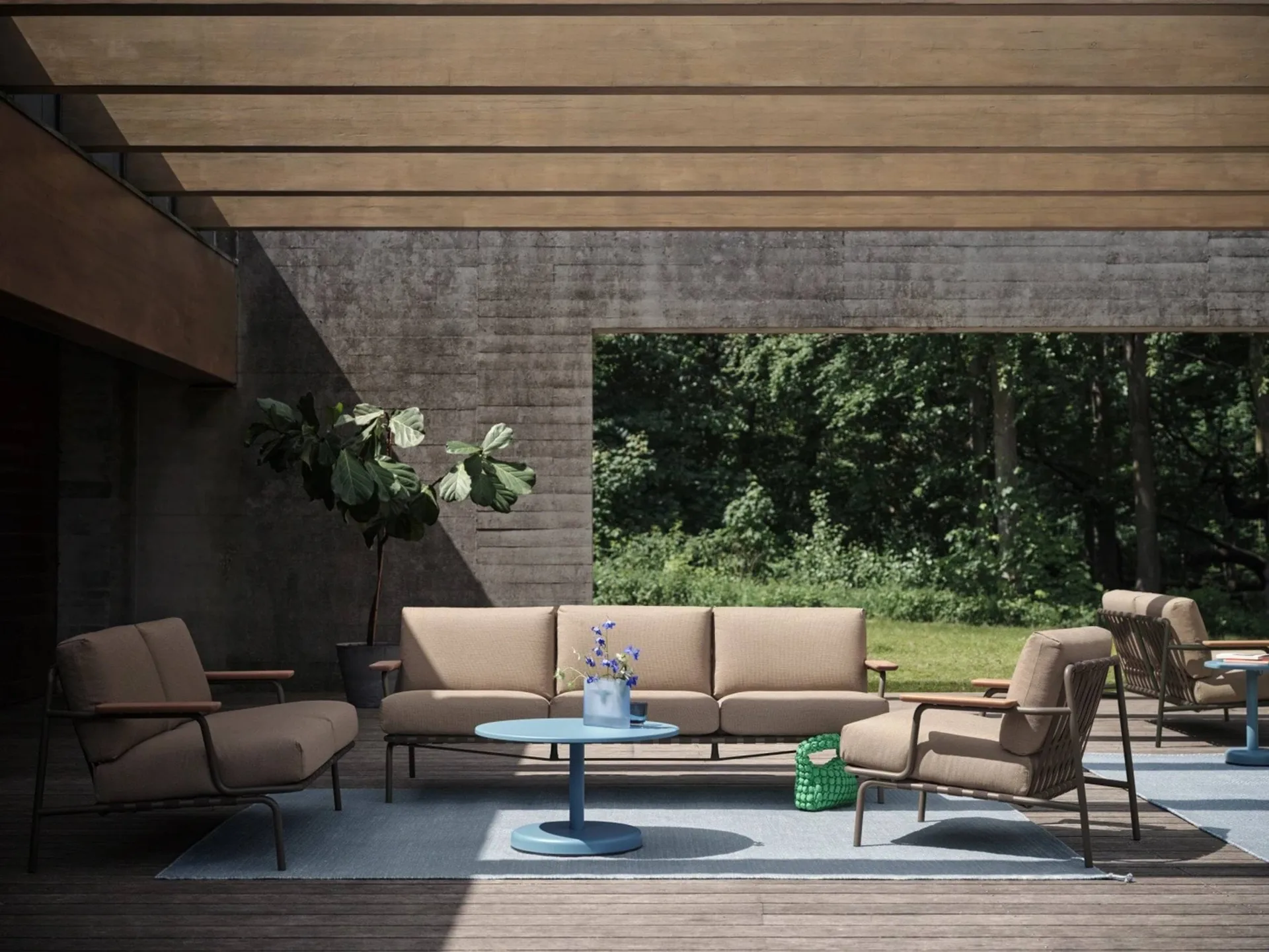 Sofá Settle 2 lugares, Ribbed Weave 5 Taupe Muuto