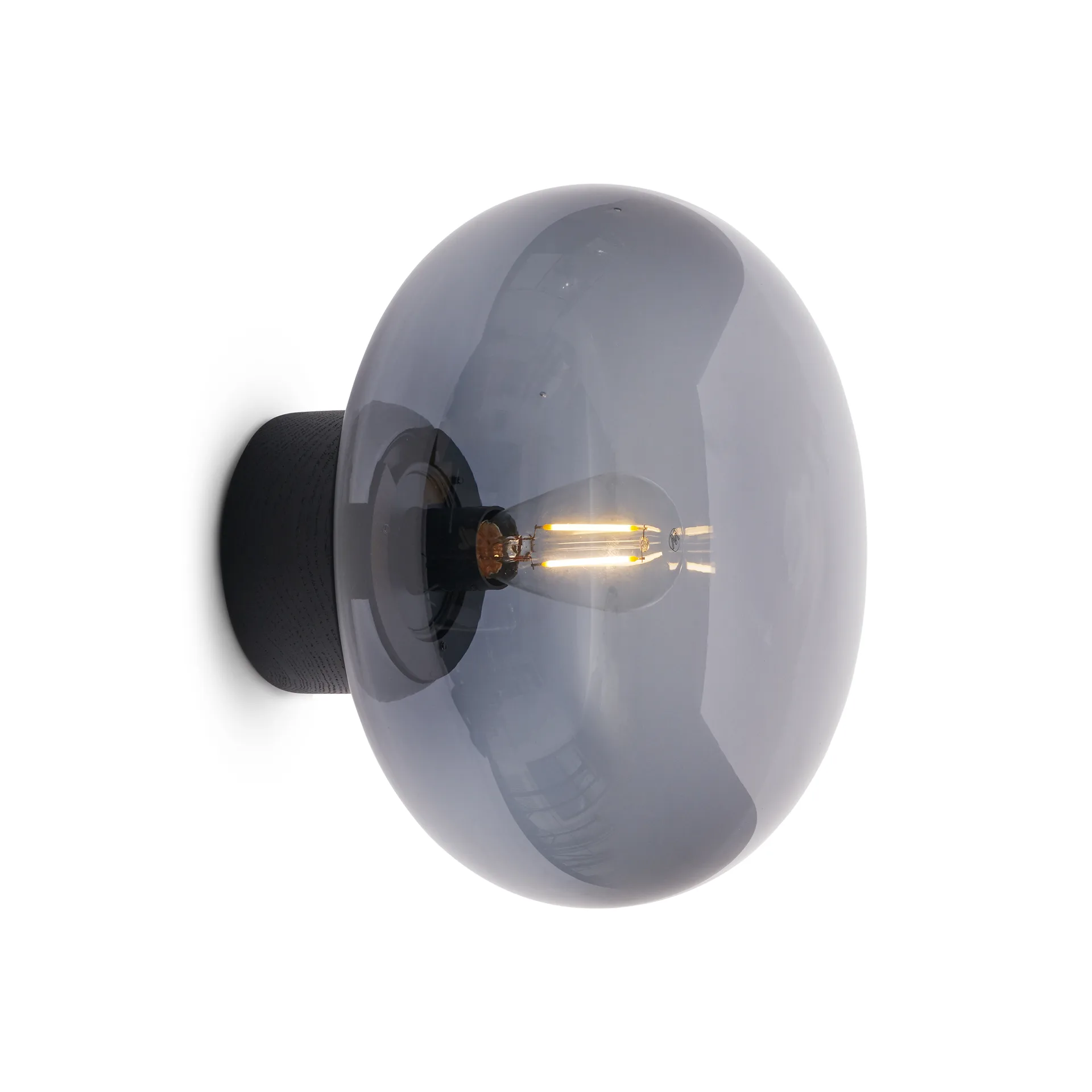 Candeeiro de parede Karl-Johan, Black stained oak-smoked glass New Works