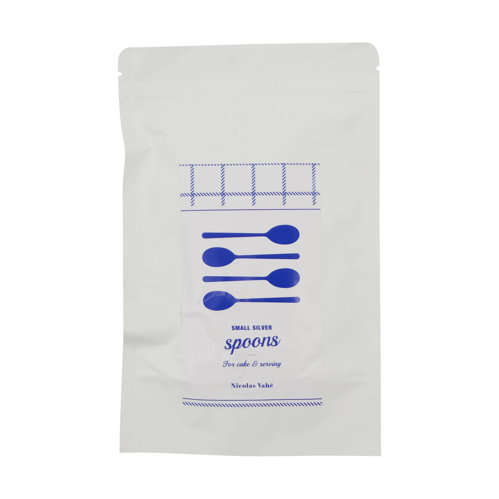 Nicolas Vahé colher de chá 4 unidades, Acabamento prateado antigo Nicolas Vahé