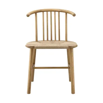 Cadeira de jantar VIOR com assento entrançado, Carvalho envernizado-natural, conjunto de 2 - NJRD