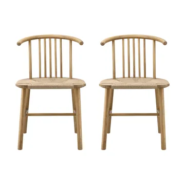 Cadeira de jantar VIOR com assento entrançado, Carvalho envernizado-natural, conjunto de 2 - NJRD