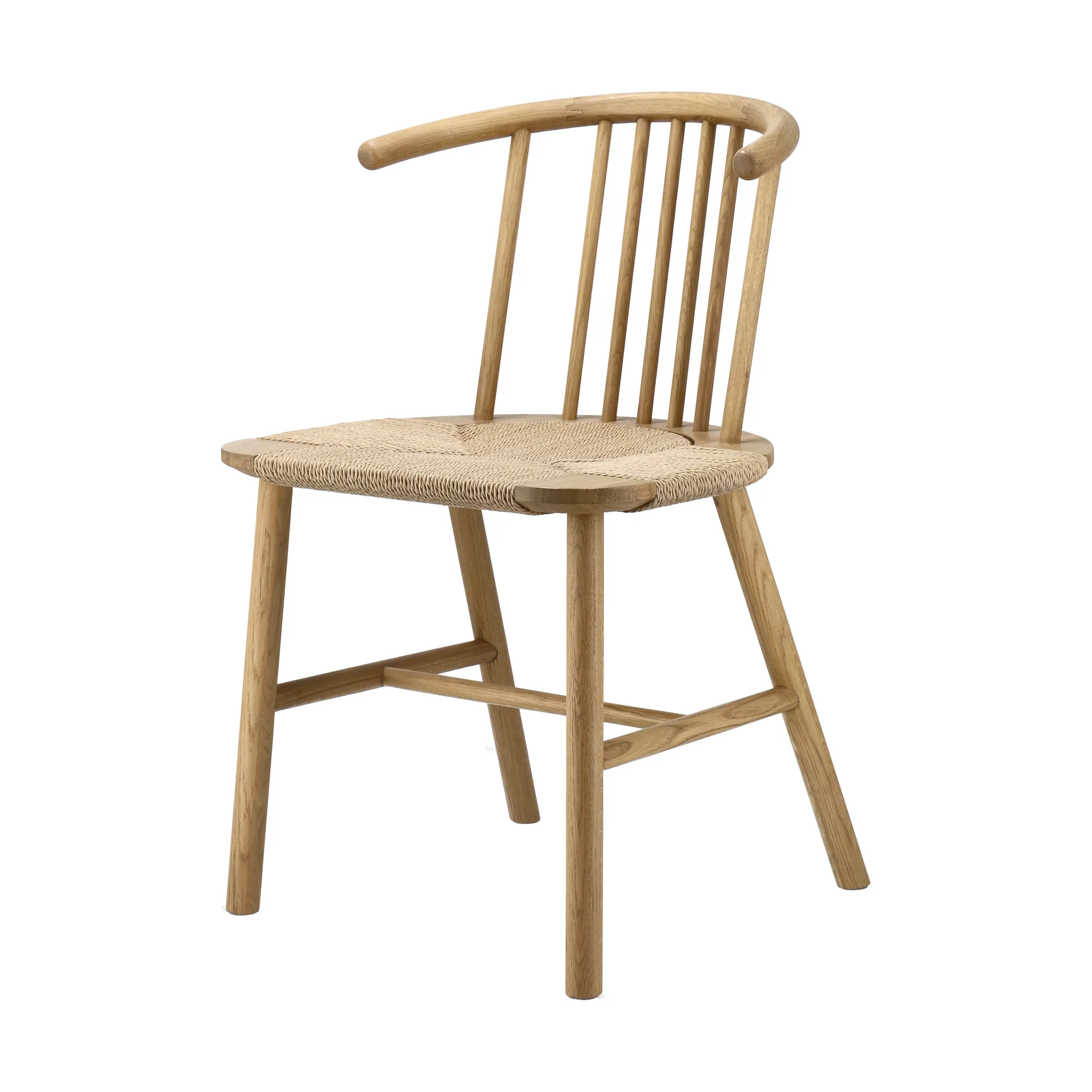 Cadeira de jantar VIOR com assento entrançado, Carvalho envernizado-natural, conjunto de 6 NJRD