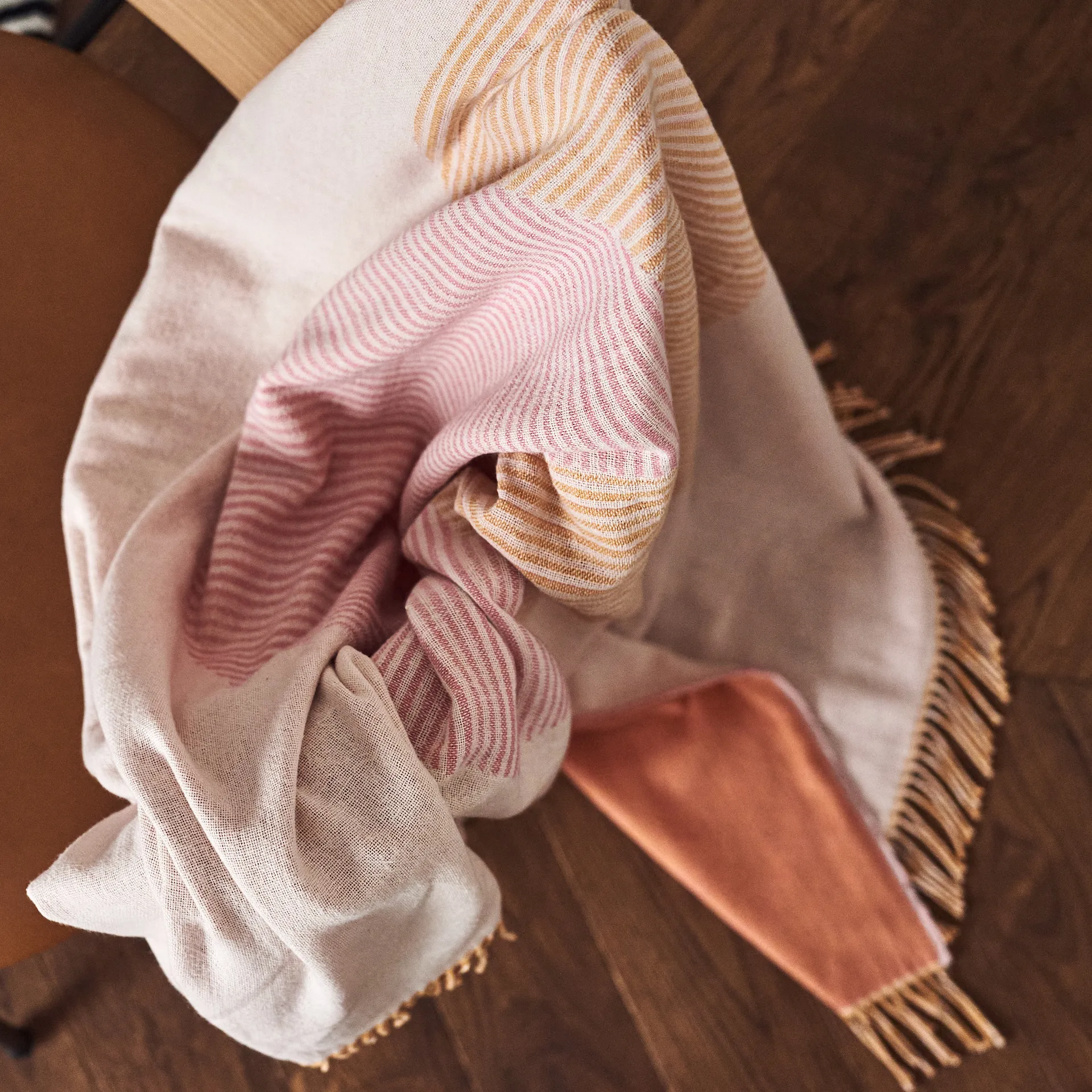 Manta de algodão Circles 130x185 cm, branco natural NJRD