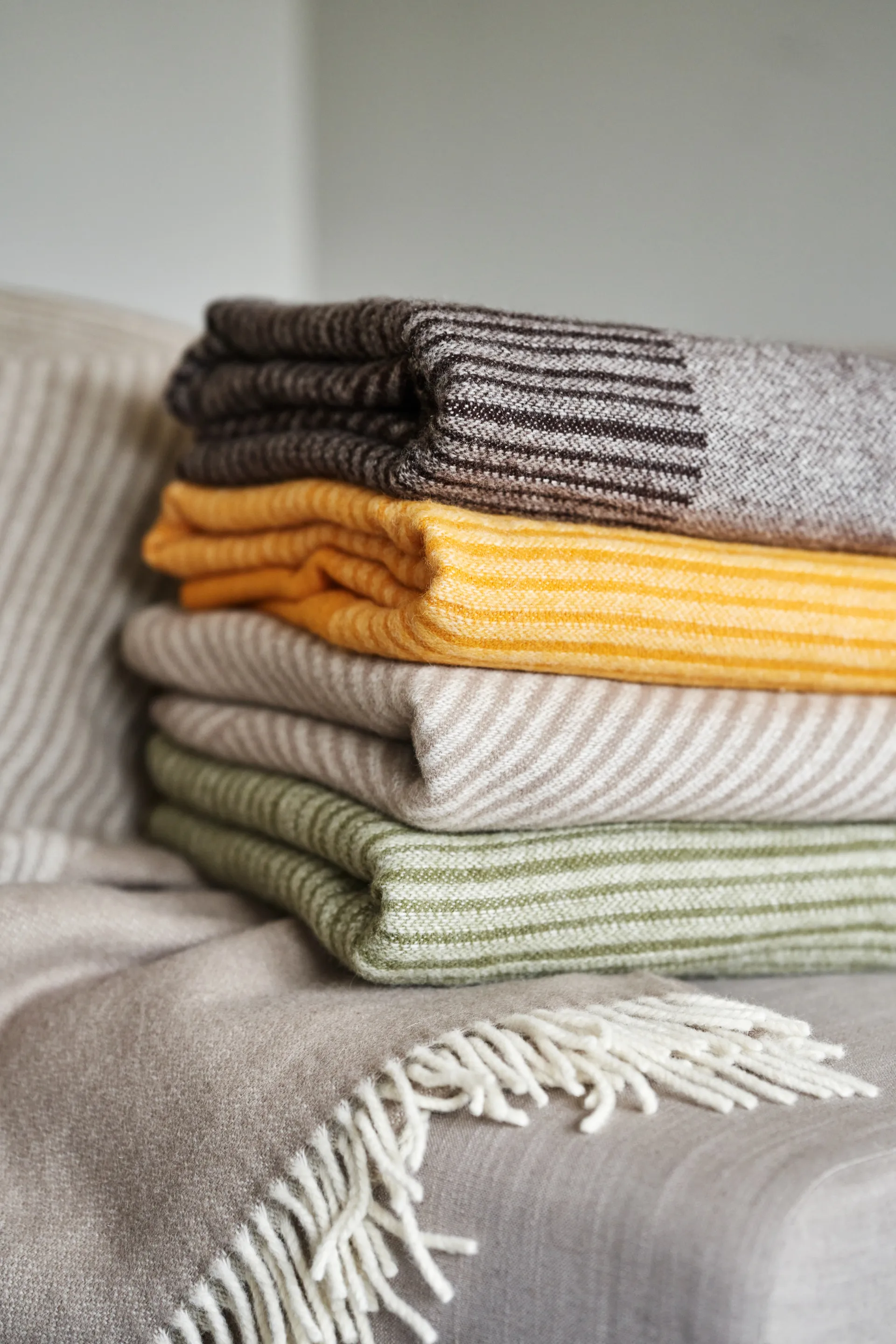 Manta de lã Stripes 130x185 cm, Amarelo NJRD