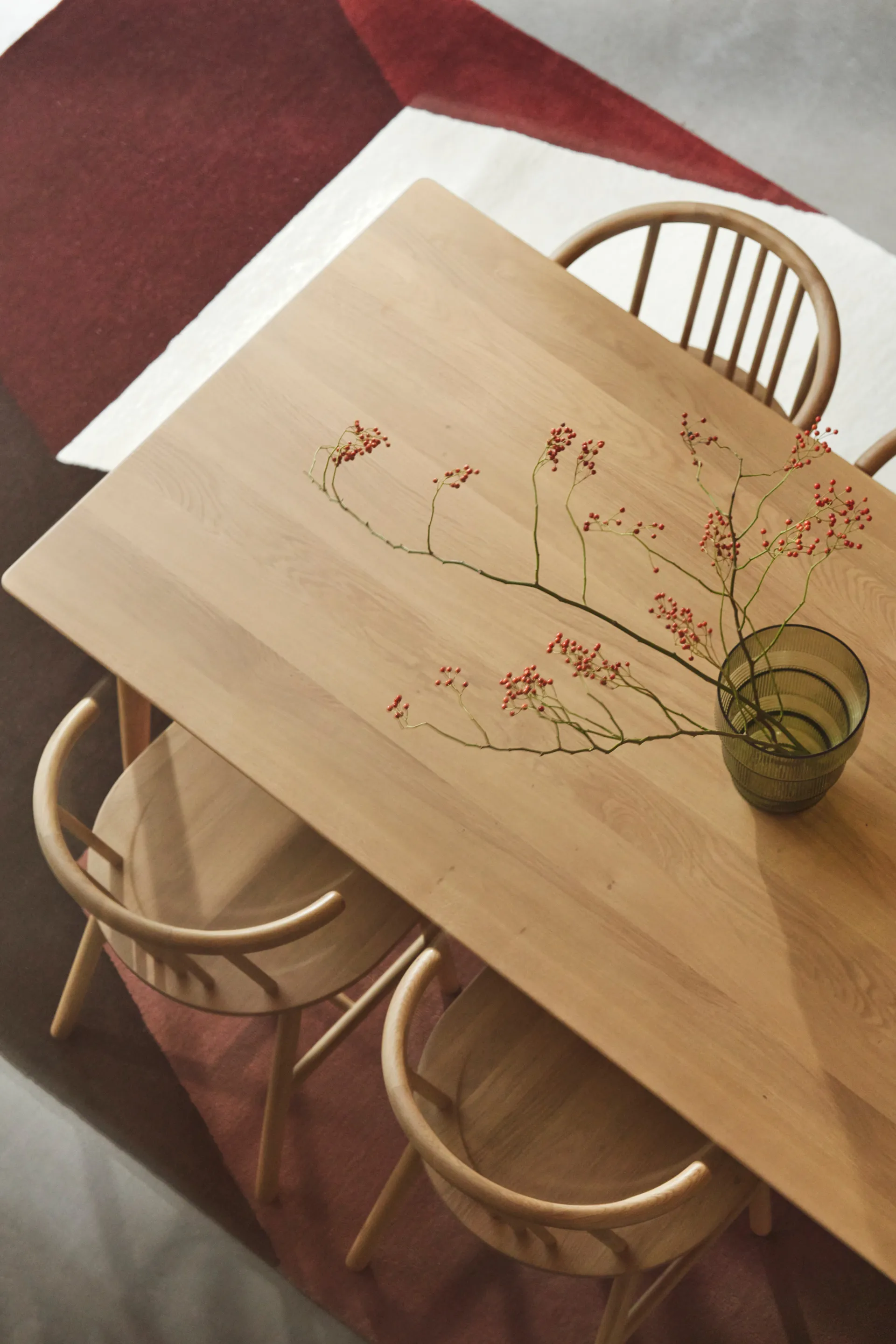 Mesa de jantar VIOR 120 cm + cadeira pack de 4 – Carvalho lacado‑natural,  NJRD